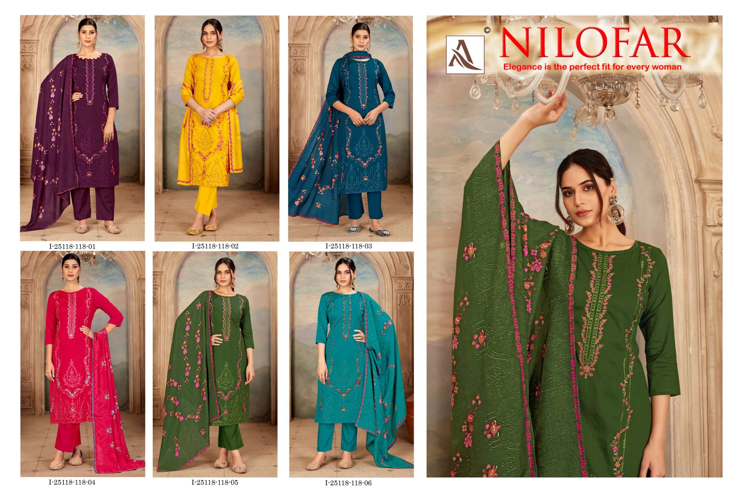 ALOK SUITS NILOFAR JAM COTTON FANCY EMBROIDERY WORK SUIT