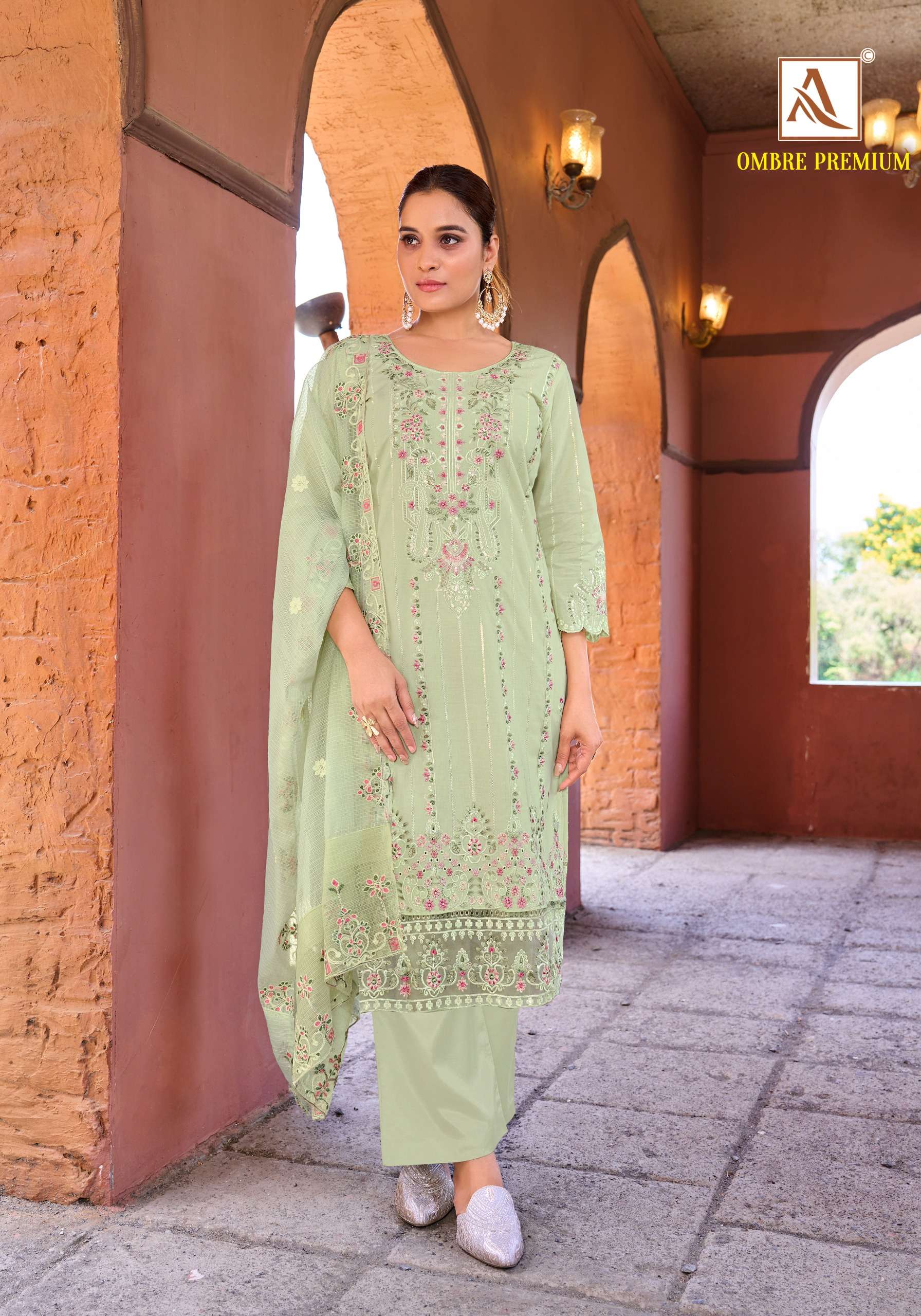 ALOK SUITS OMBRE PREMIUM COTTON PAKISTANI EMBROIDERIES WORK SUIT