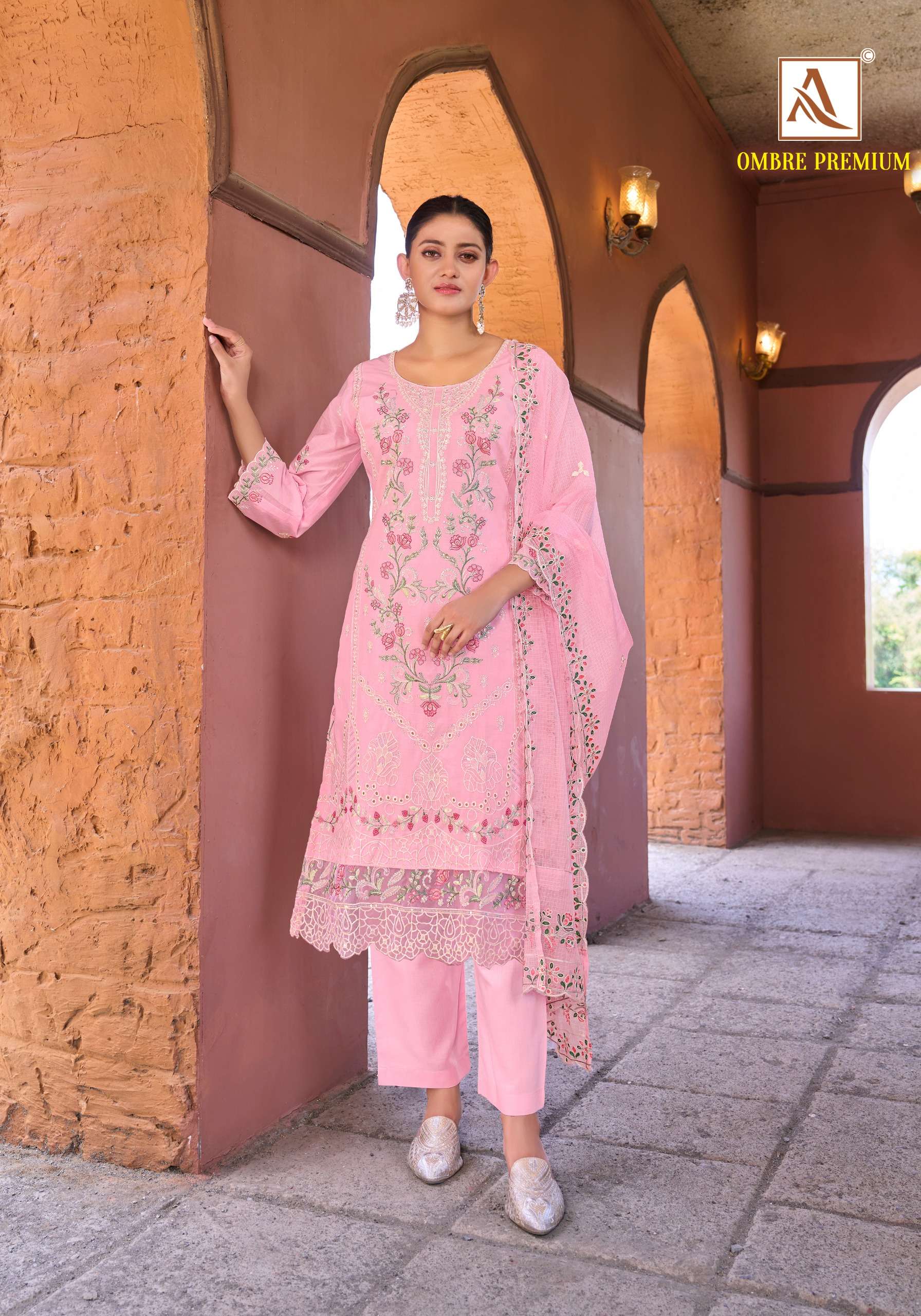 ALOK SUITS OMBRE PREMIUM COTTON PAKISTANI EMBROIDERIES WORK SUIT