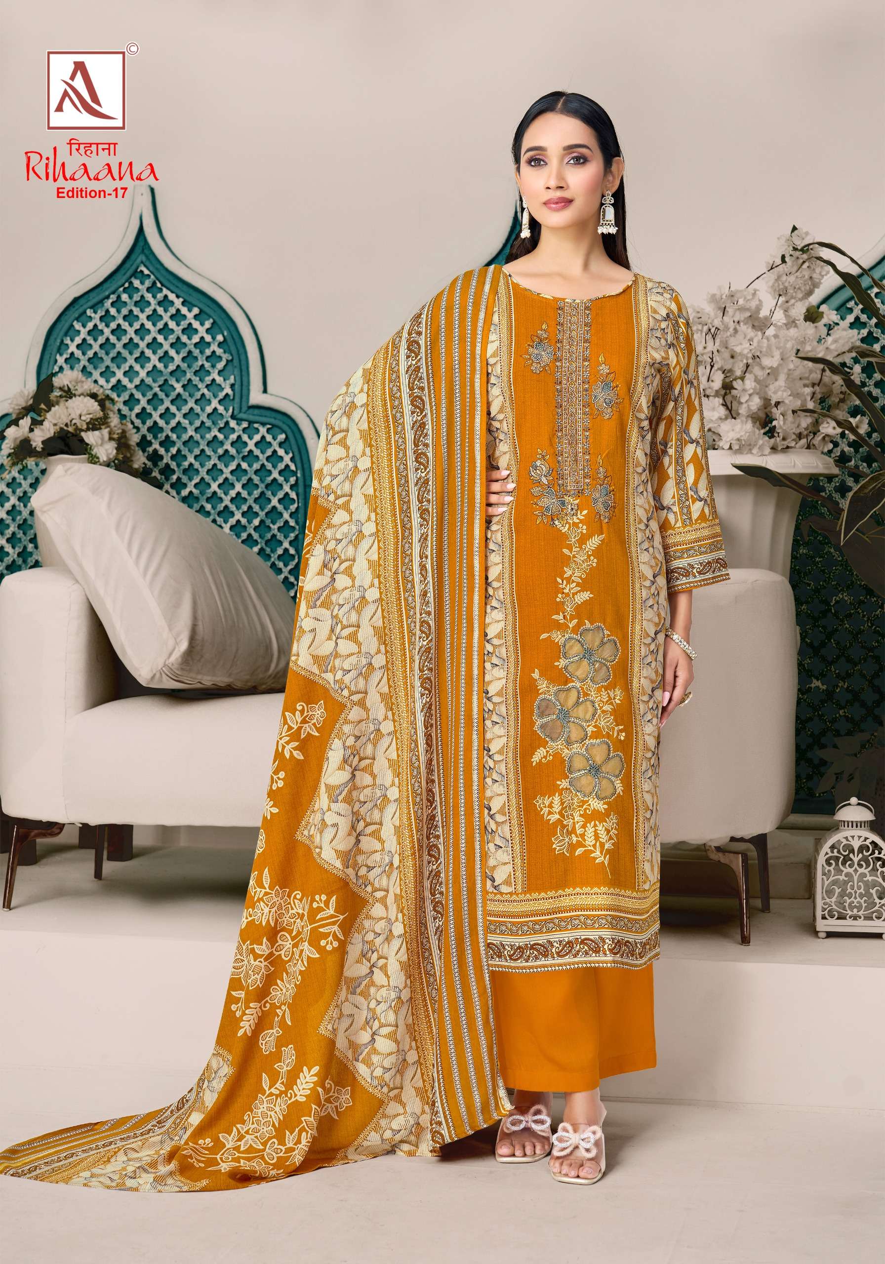 ALOK SUITS RIHAANA VOL 17 COTTON DIGITAL PRINT WITH FANCY WORK SUIT