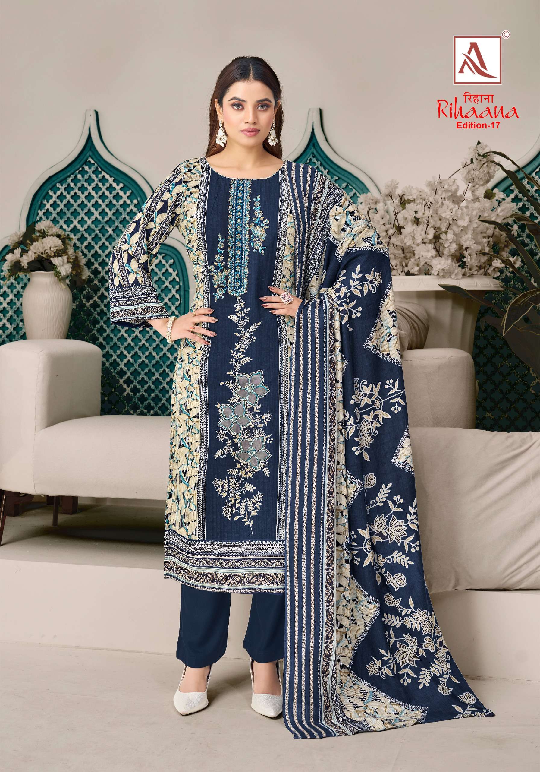 ALOK SUITS RIHAANA VOL 17 COTTON DIGITAL PRINT WITH FANCY WORK SUIT