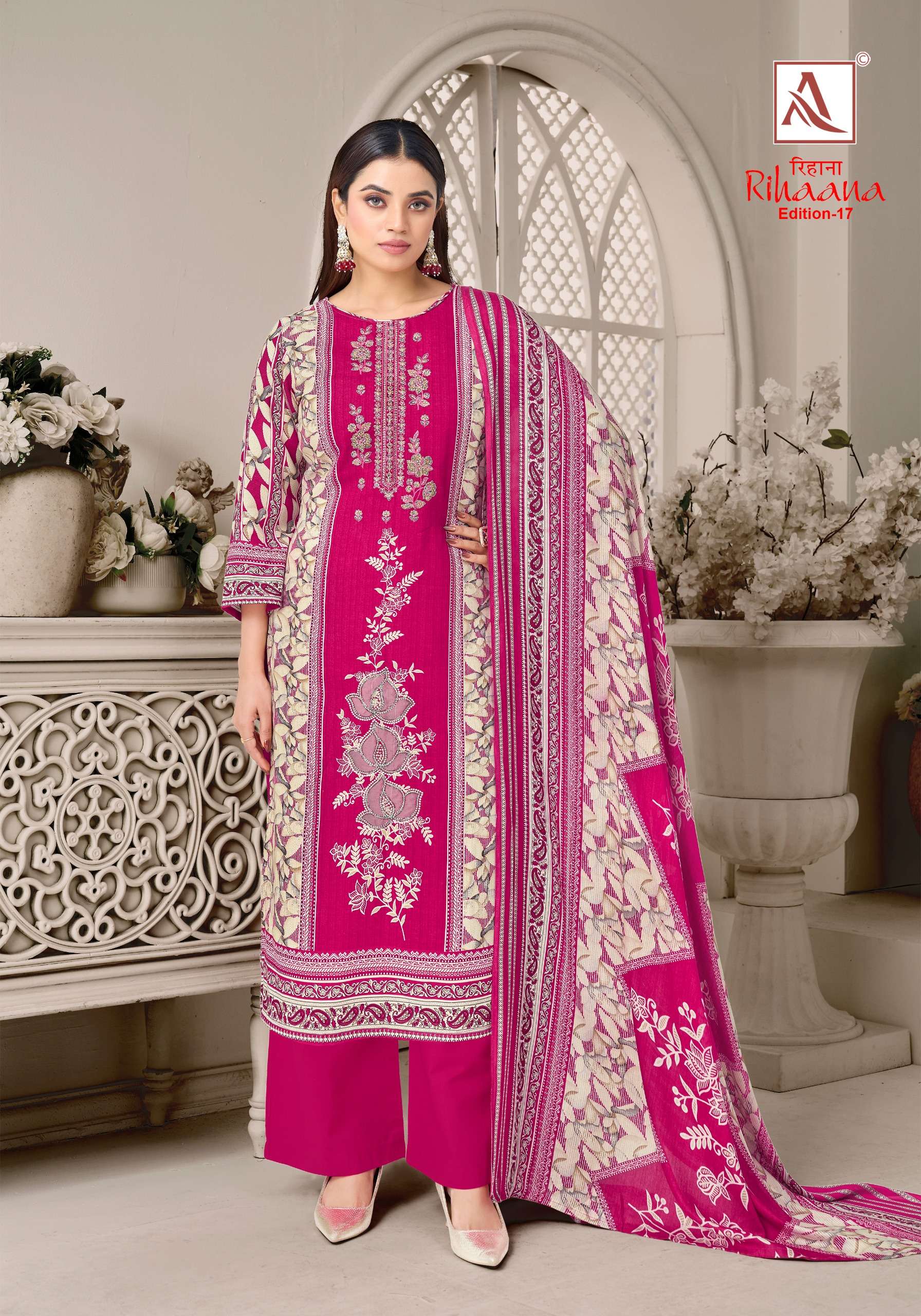 ALOK SUITS RIHAANA VOL 17 COTTON DIGITAL PRINT WITH FANCY WORK SUIT