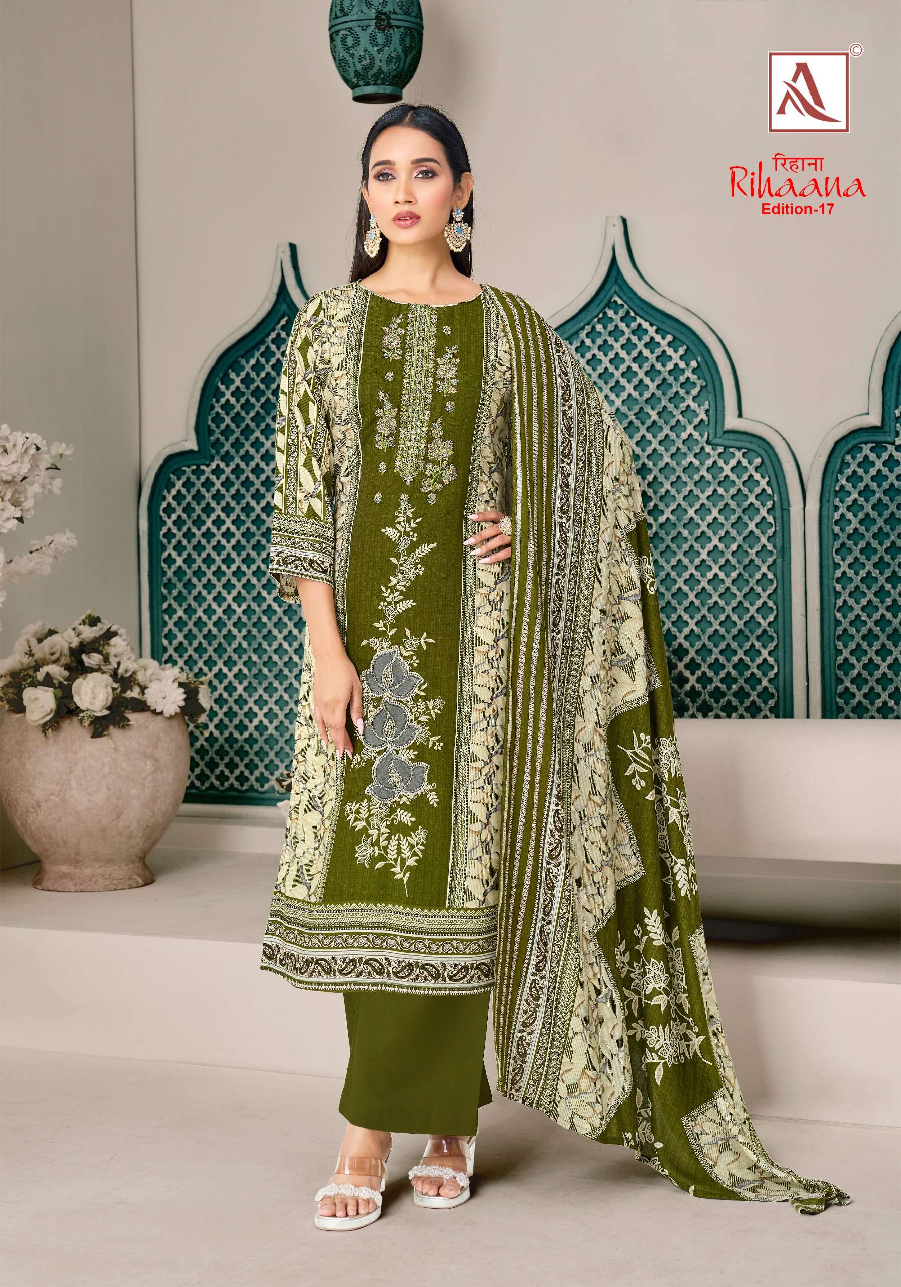 ALOK SUITS RIHAANA VOL 17 COTTON DIGITAL PRINT WITH FANCY WORK SUIT