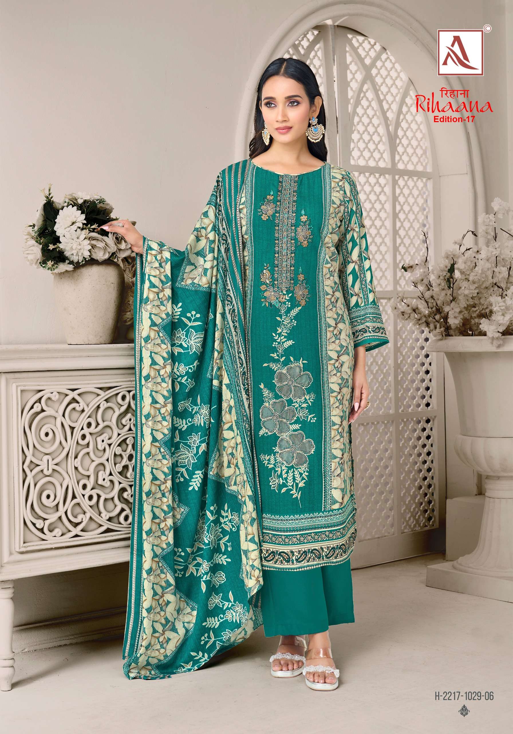 ALOK SUITS RIHAANA VOL 17 COTTON DIGITAL PRINT WITH FANCY WORK SUIT