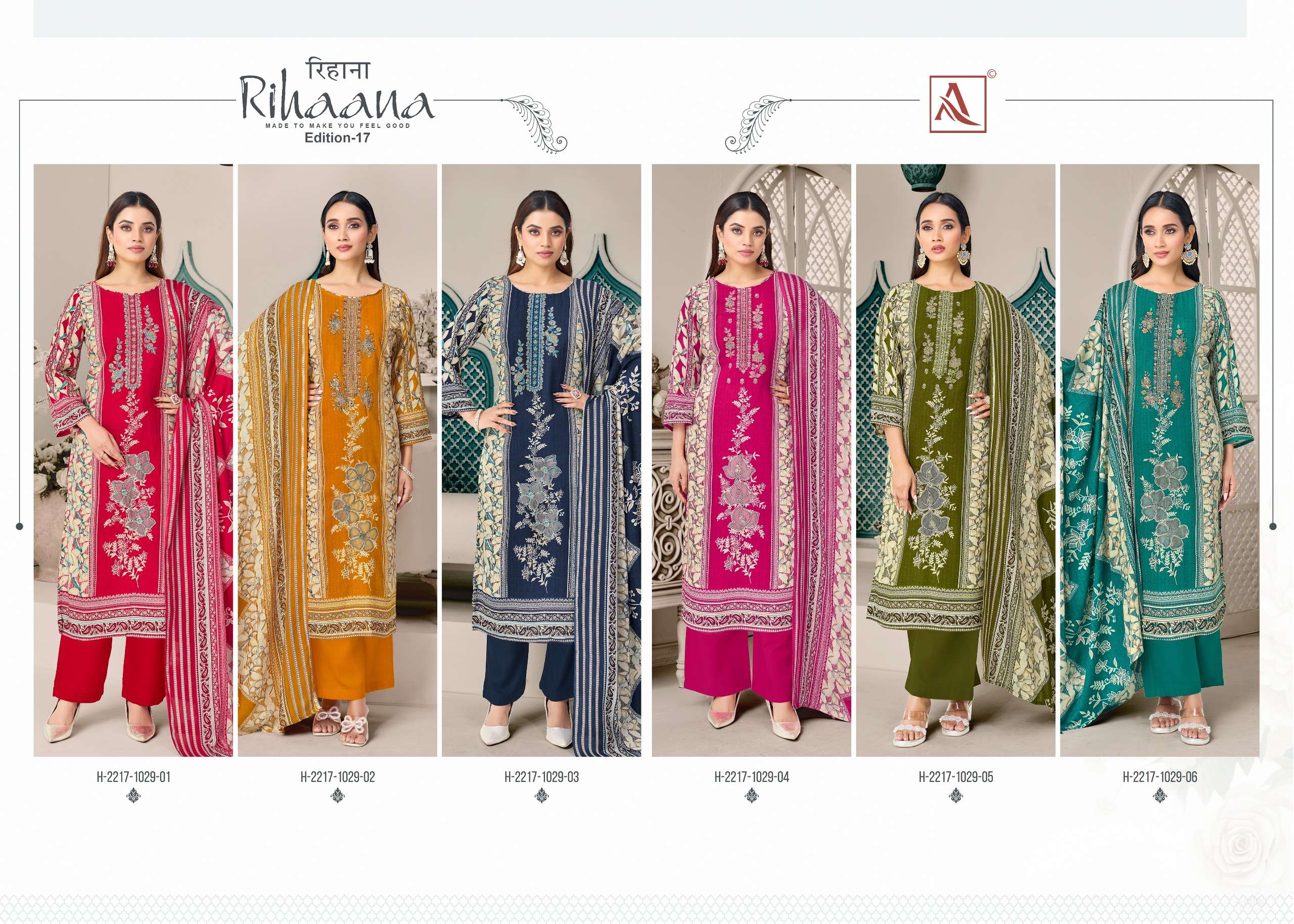 ALOK SUITS RIHAANA VOL 17 COTTON DIGITAL PRINT WITH FANCY WORK SUIT