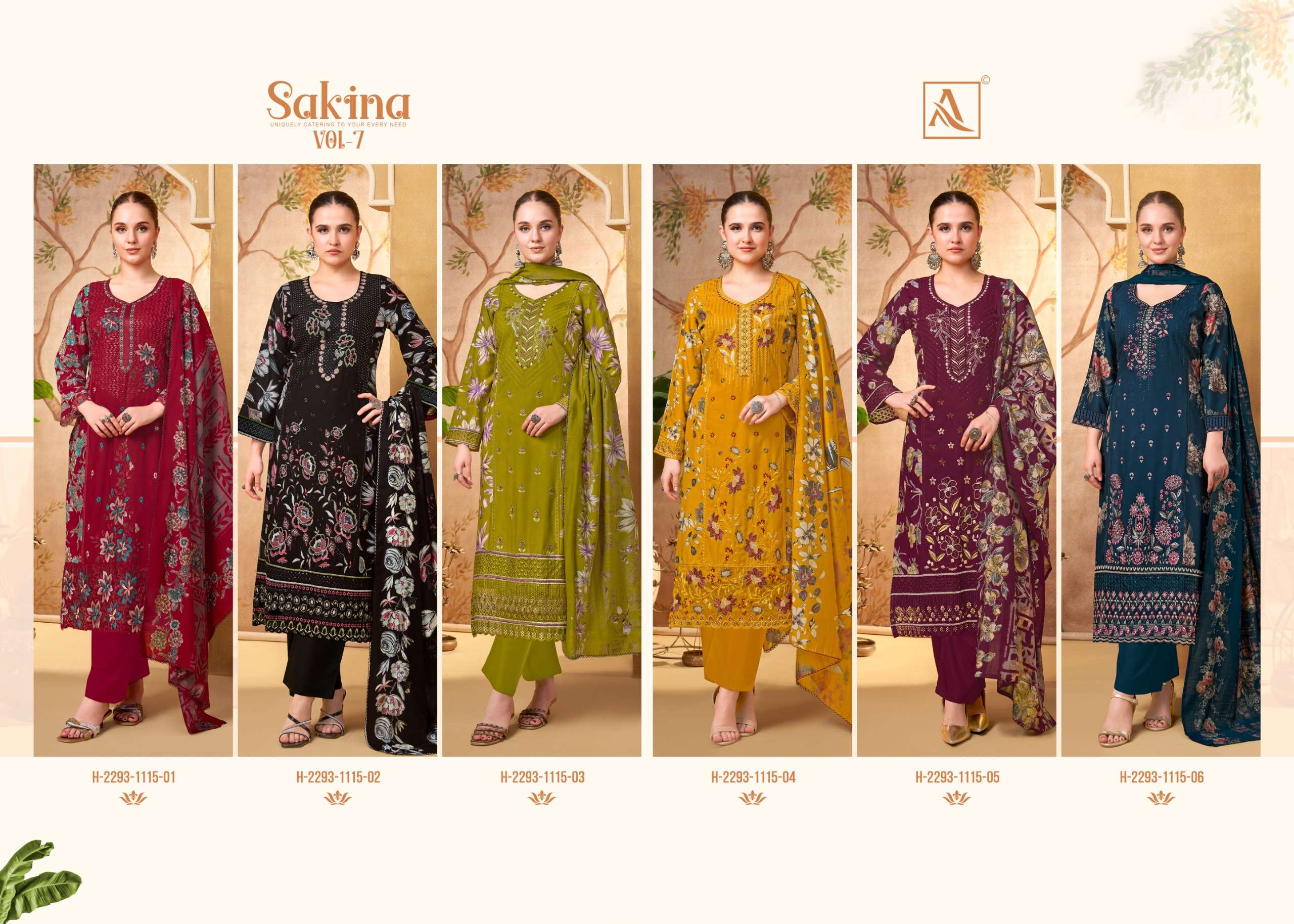 ALOK SUITS SAKINA VOL 7 VISCOSE FANCY EMBROIDERY WORK SUIT