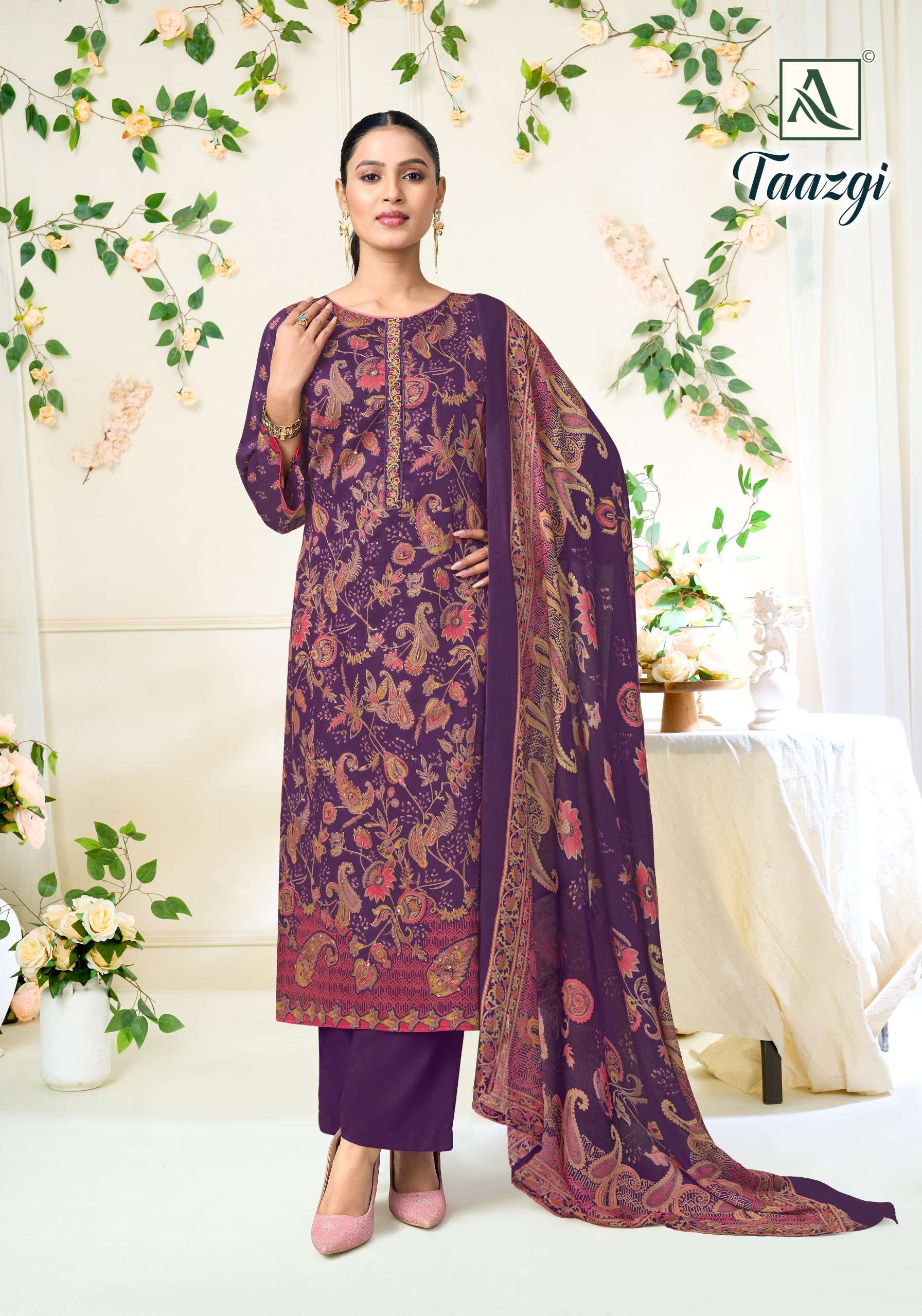 ALOK SUITS TAAZGI VISCOSE PRINT WITH FANCY WORK SUIT