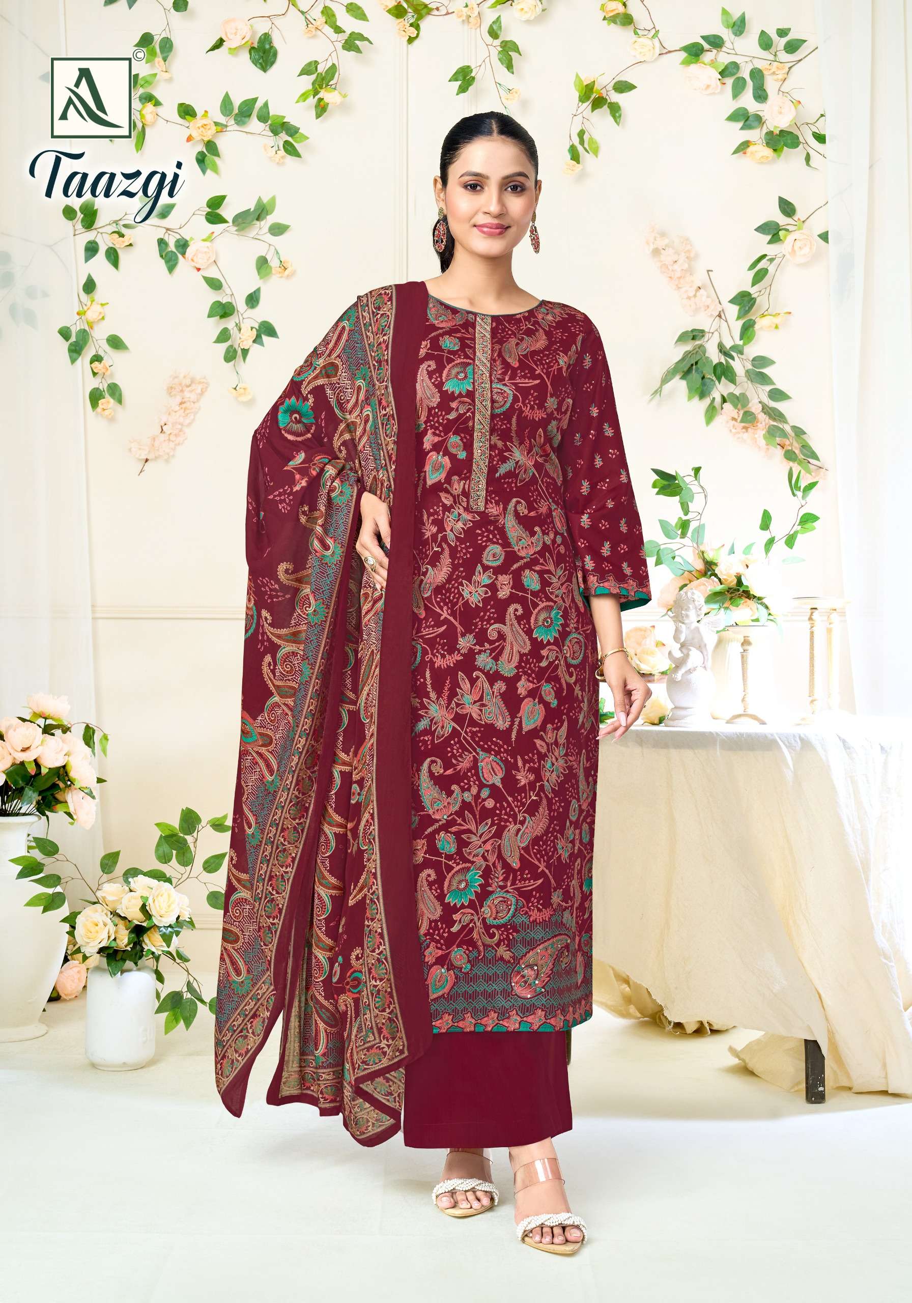 ALOK SUITS TAAZGI VISCOSE PRINT WITH FANCY WORK SUIT