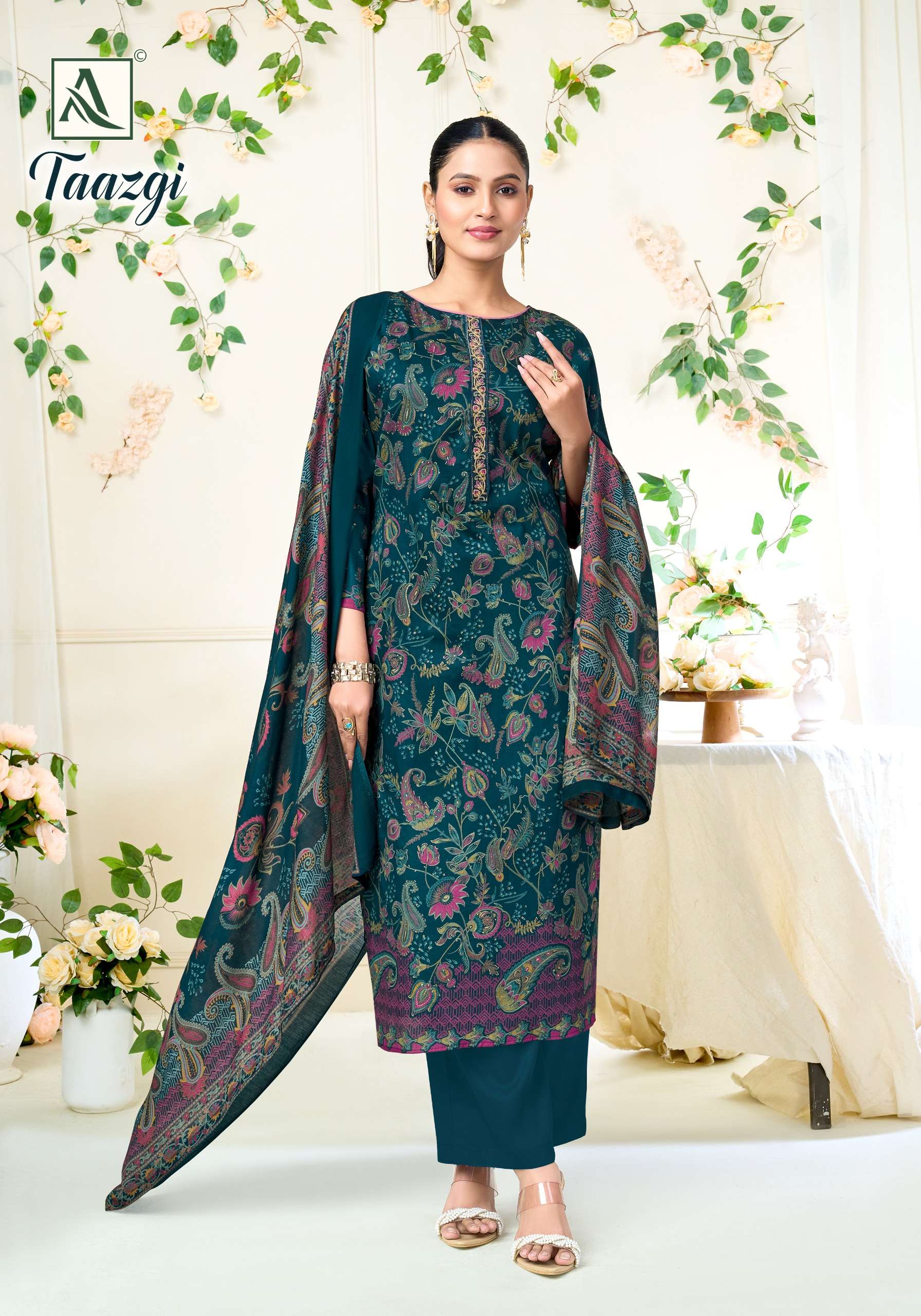 ALOK SUITS TAAZGI VISCOSE PRINT WITH FANCY WORK SUIT