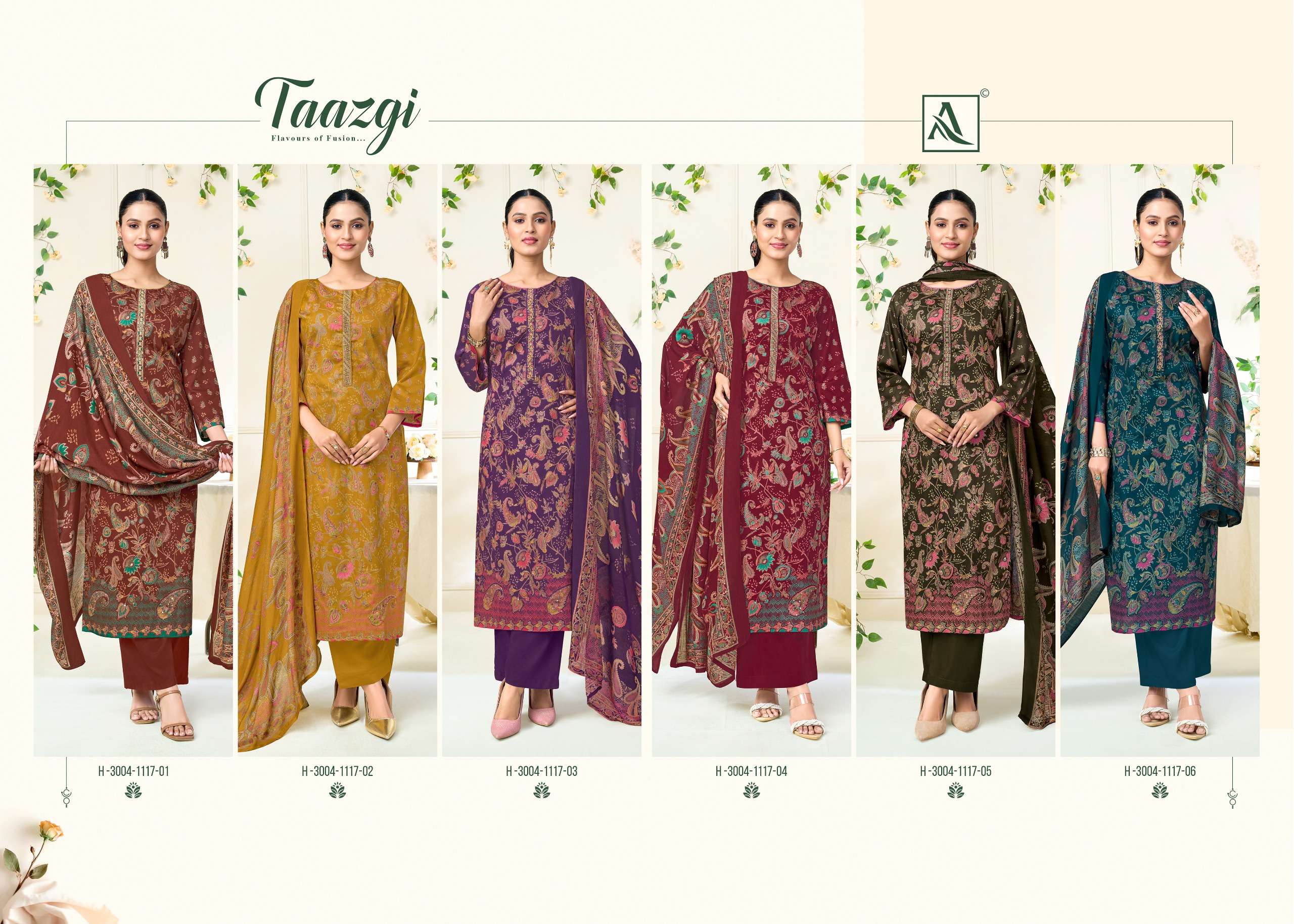 ALOK SUITS TAAZGI VISCOSE PRINT WITH FANCY WORK SUIT