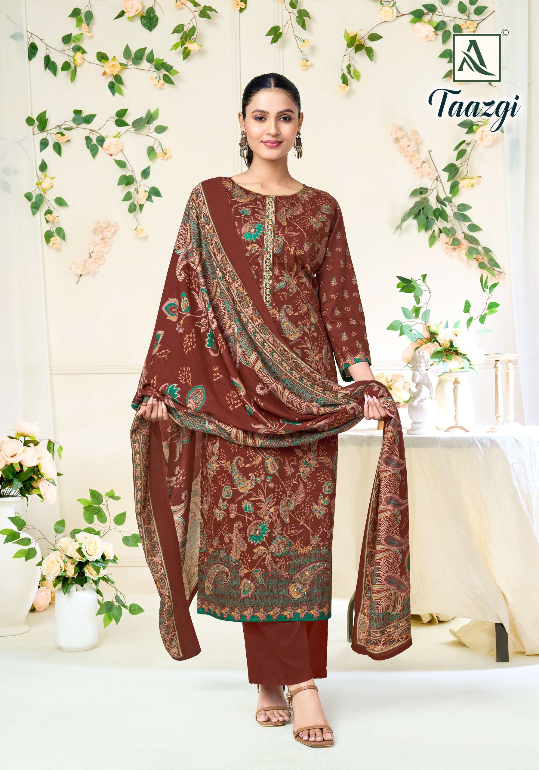 ALOK SUITS TAAZGI VISCOSE PRINT WITH FANCY WORK SUIT