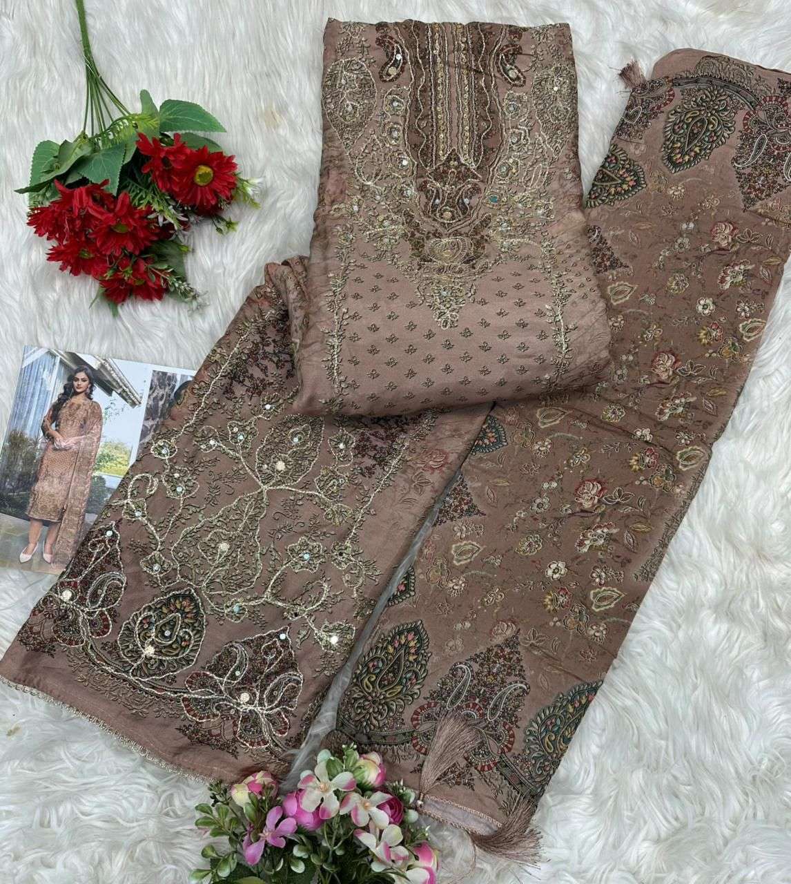 AMRUTVELA AT 179 VISCOSE DIGITAL PRINT WITH HAND WORK DESIGNER SUIT