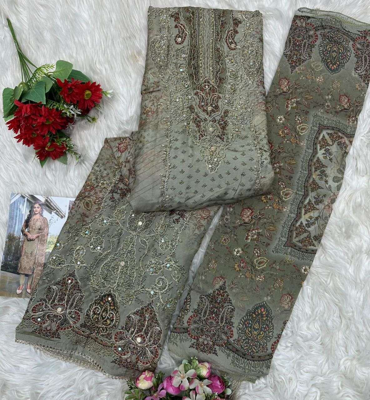 AMRUTVELA AT 179 VISCOSE DIGITAL PRINT WITH HAND WORK DESIGNER SUIT