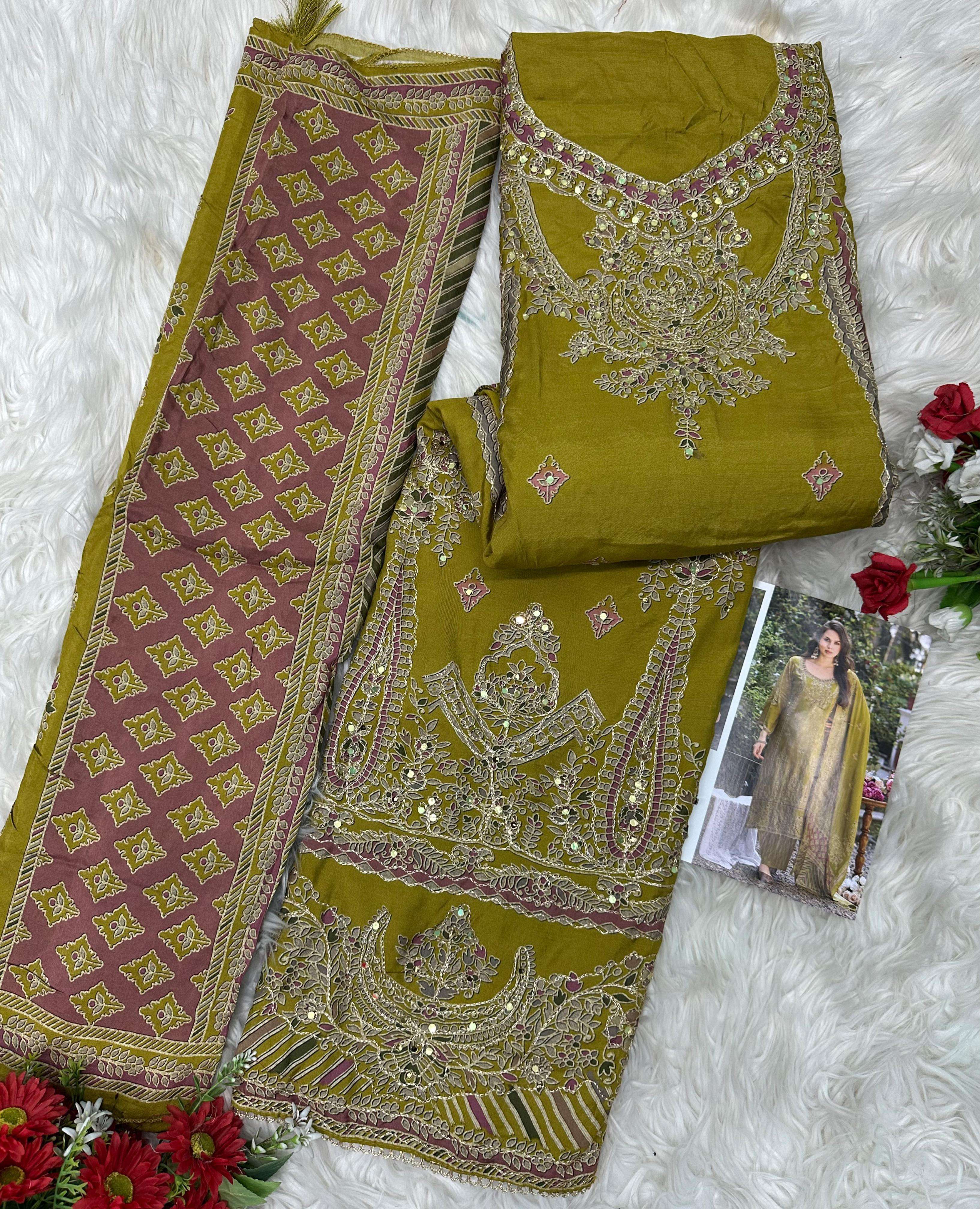 AMRUTVELA AT 218 VISCOSE DIGITAL PRINT WITH HAND WORK DESIGNER SUIT