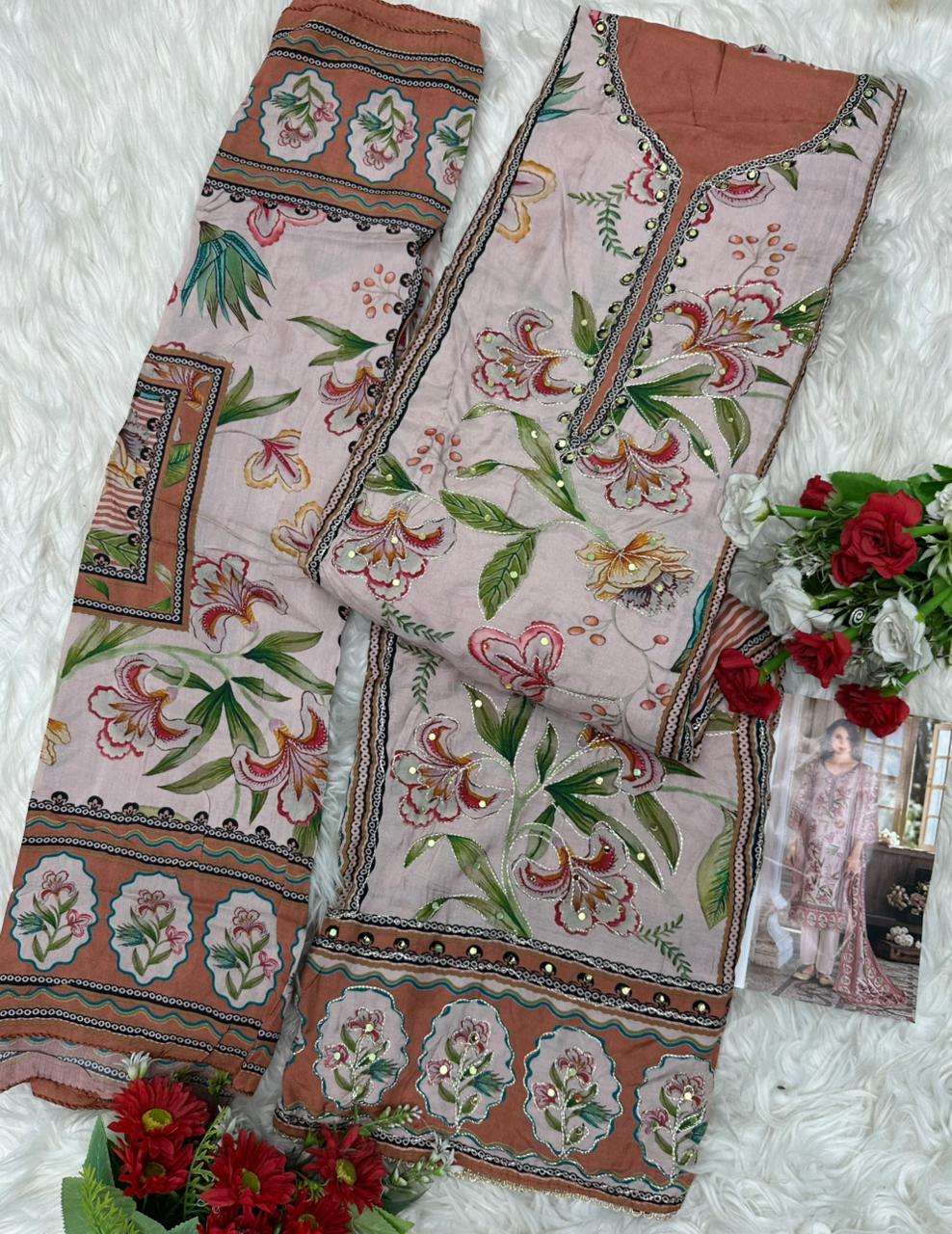 AMRUTVELA AT 219 VISCOSE DIGITAL PRINT WITH HAND WORK DESIGNER SUIT