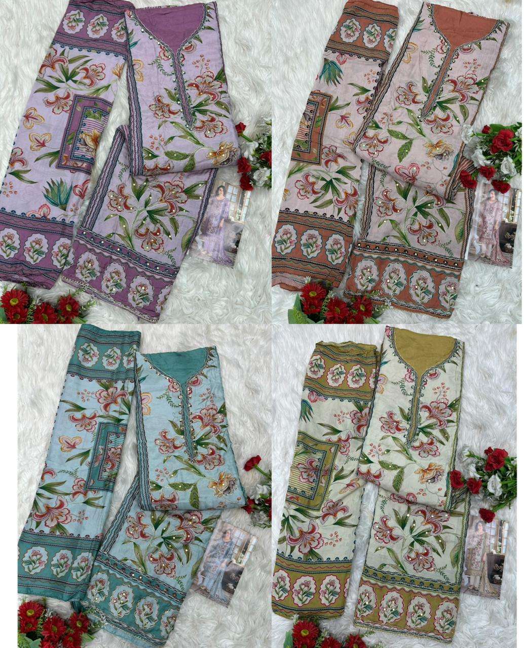 AMRUTVELA AT 219 VISCOSE DIGITAL PRINT WITH HAND WORK DESIGNER SUIT