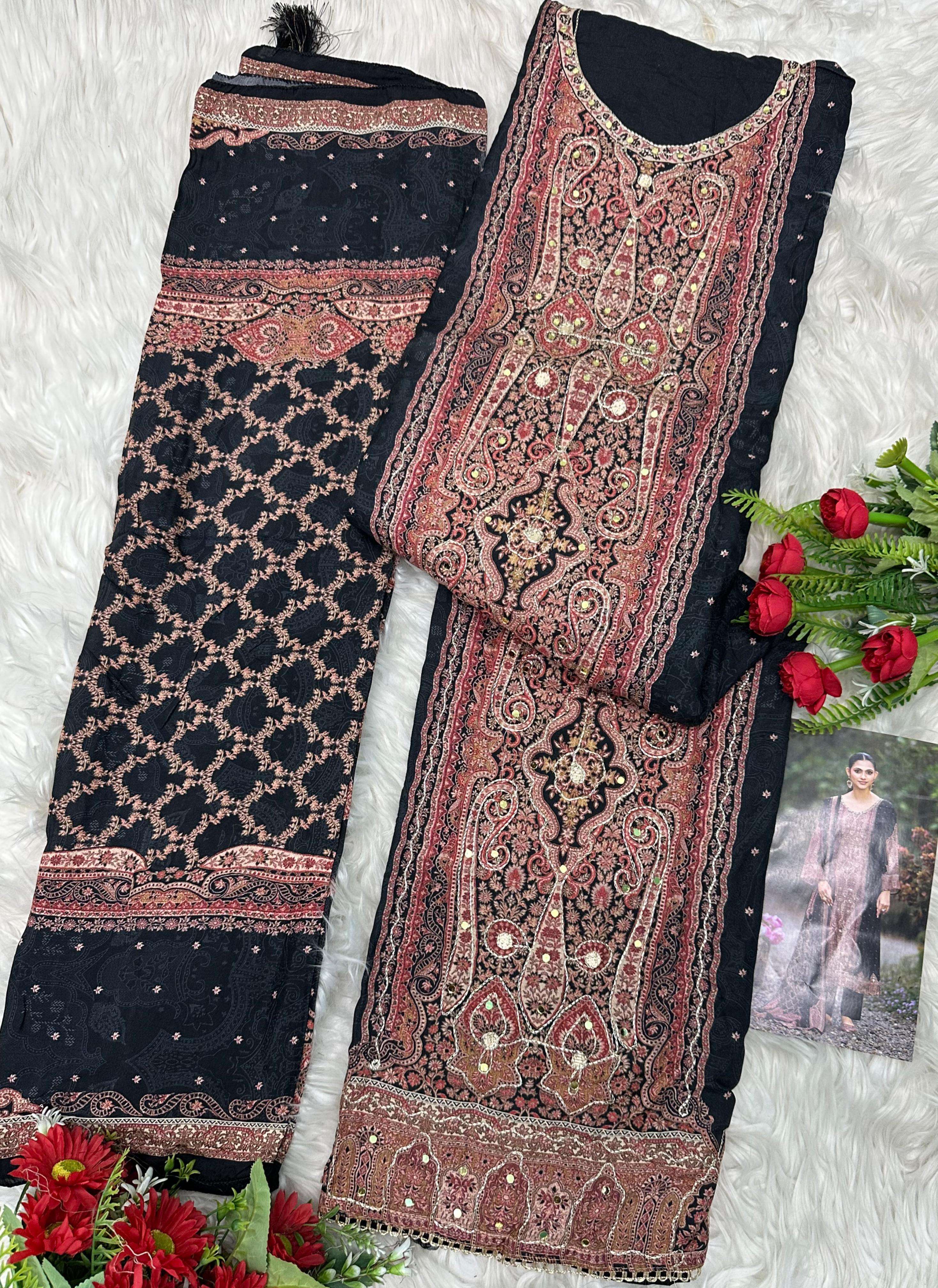 AMRUTVELA AT 221 VISCOSE DIGITAL PRINT WITH DESIGNER WORK SUIT