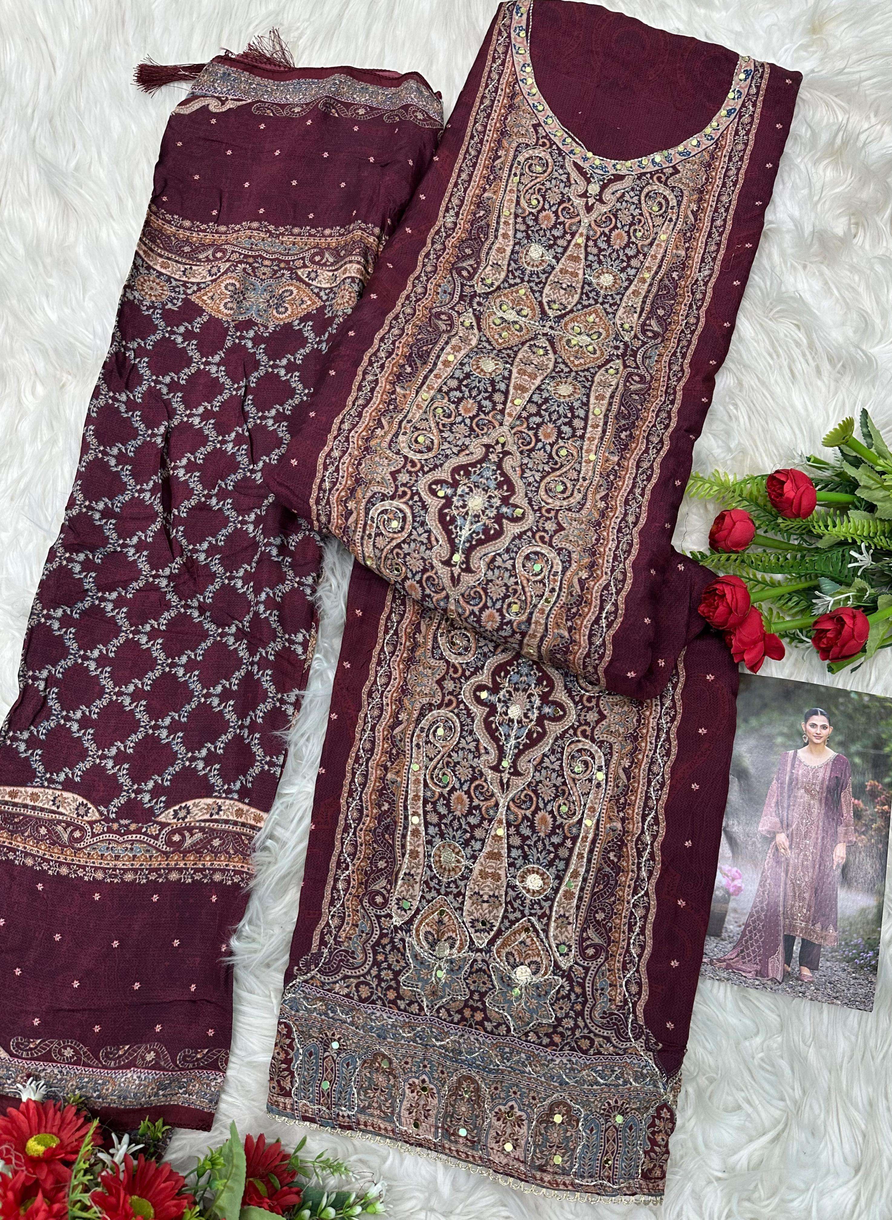 AMRUTVELA AT 221 VISCOSE DIGITAL PRINT WITH DESIGNER WORK SUIT