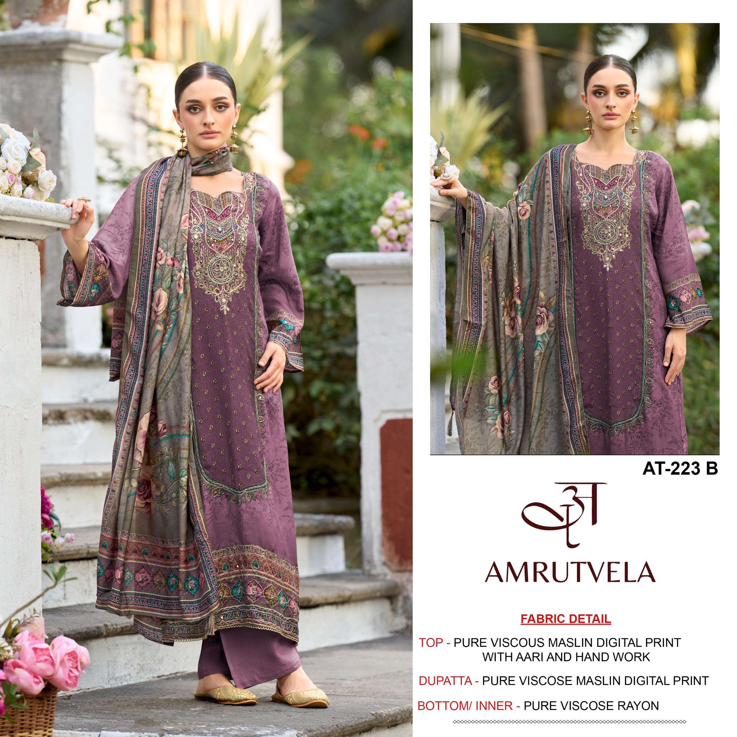 AMRUTVELA AT 223 VISCOSE DIGITAL PRINT WITH DESIGNER WORK SUIT