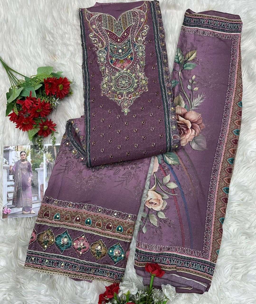 AMRUTVELA AT 223 VISCOSE DIGITAL PRINT WITH DESIGNER WORK SUIT