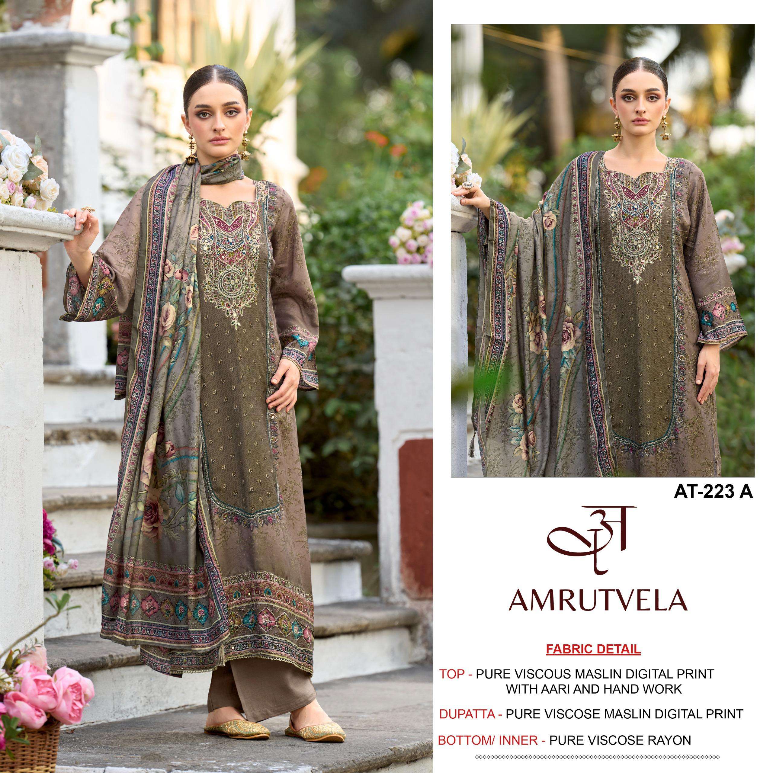 AMRUTVELA AT 223 VISCOSE DIGITAL PRINT WITH DESIGNER WORK SUIT