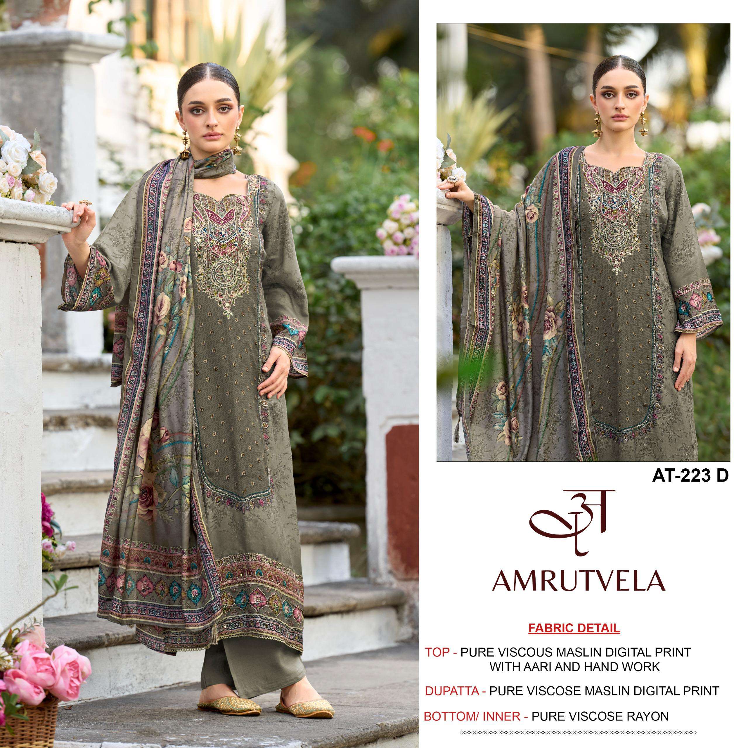 AMRUTVELA AT 223 VISCOSE DIGITAL PRINT WITH DESIGNER WORK SUIT