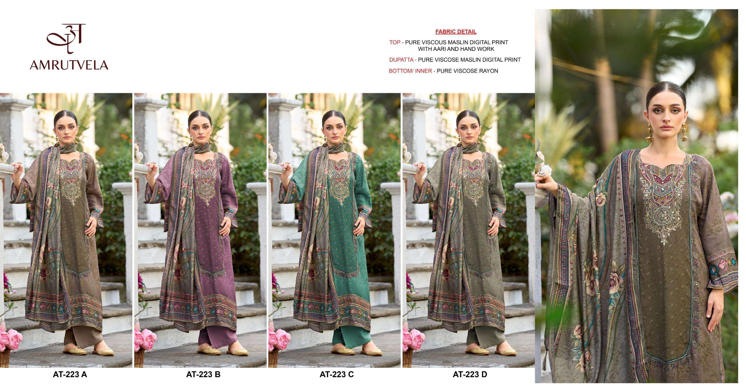 AMRUTVELA AT 223 VISCOSE DIGITAL PRINT WITH DESIGNER WORK SUIT