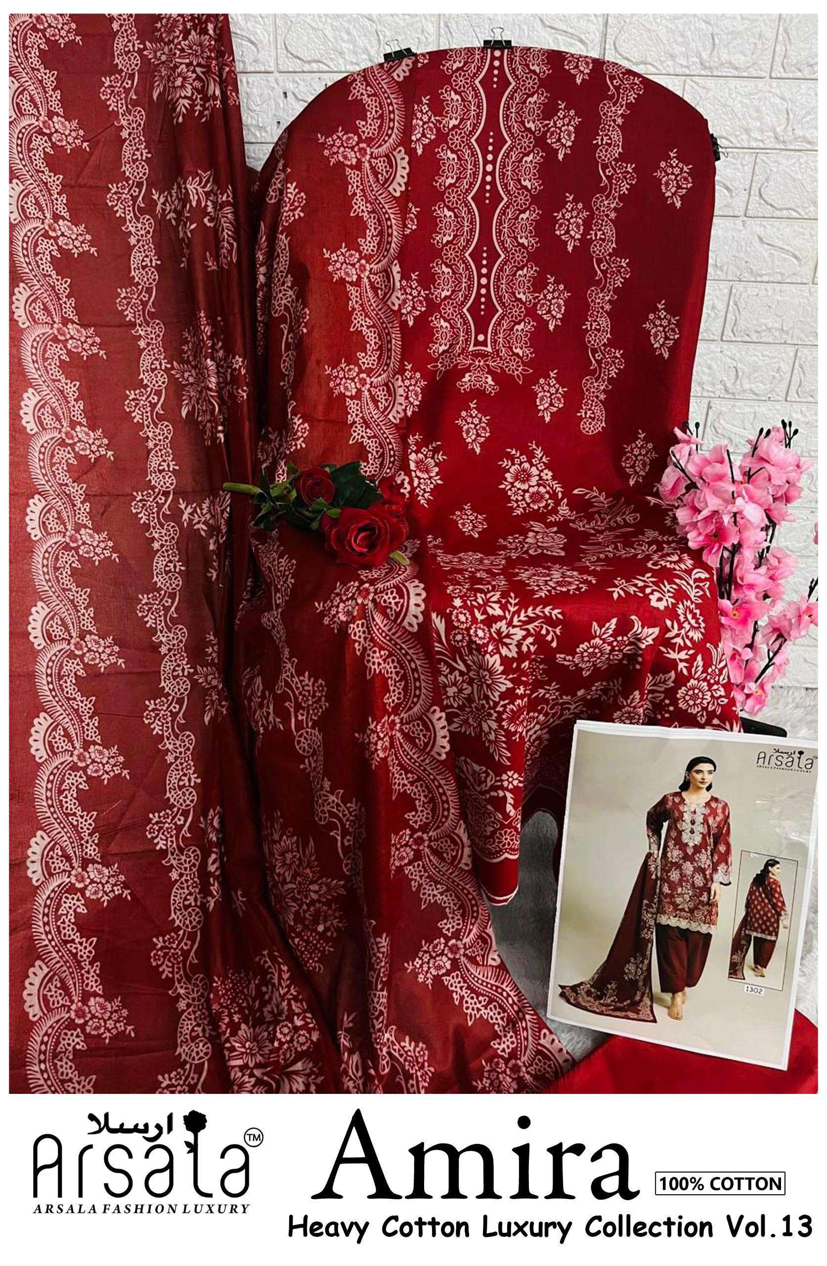 ARSALA FASHION AMIRA HEAVY COTTON LUXURY COLLECTION VOL 13 LAWN COTTON DIGITAL PRINT SALWAR SUIT