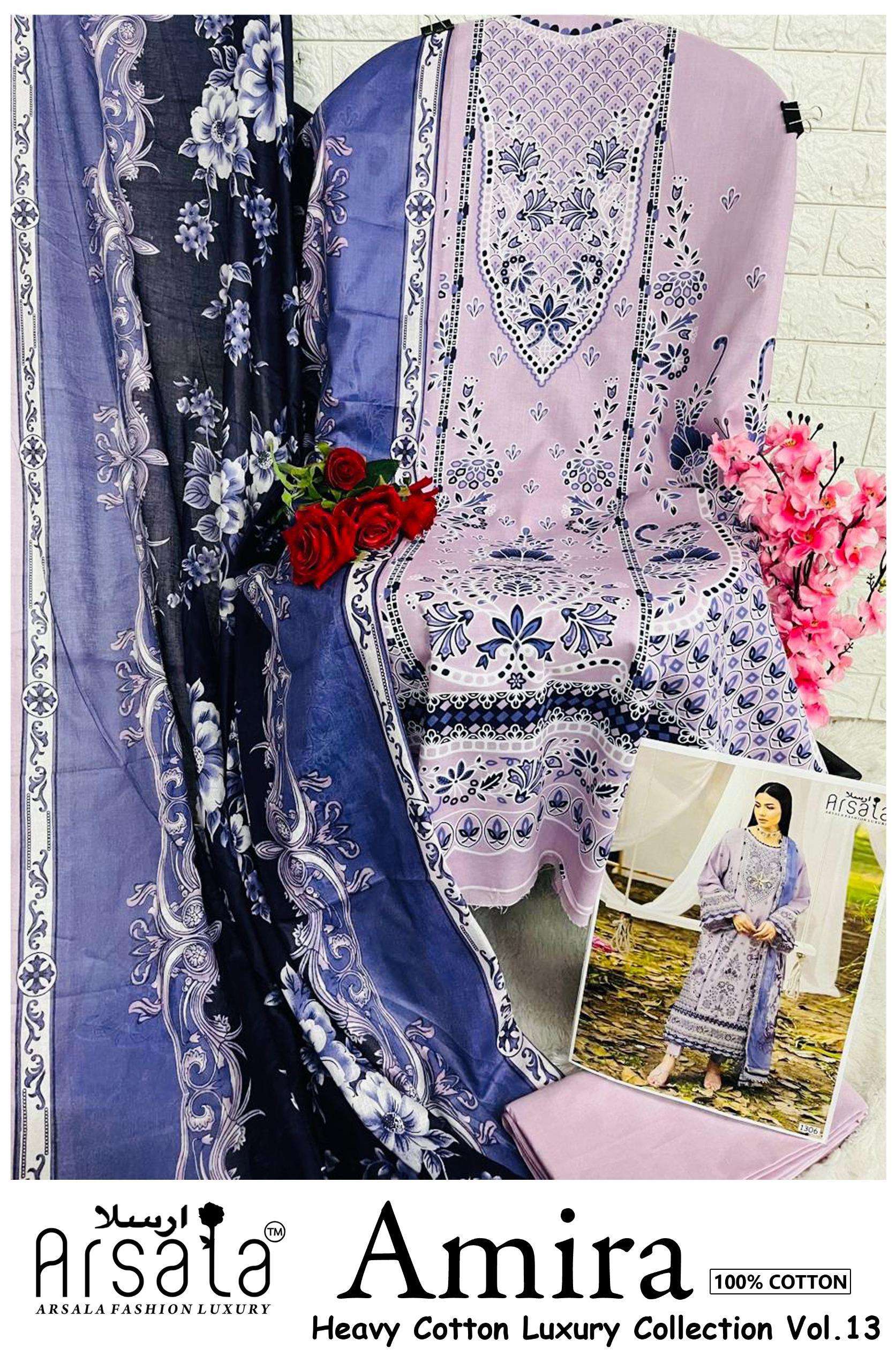 ARSALA FASHION AMIRA HEAVY COTTON LUXURY COLLECTION VOL 13 LAWN COTTON DIGITAL PRINT SALWAR SUIT