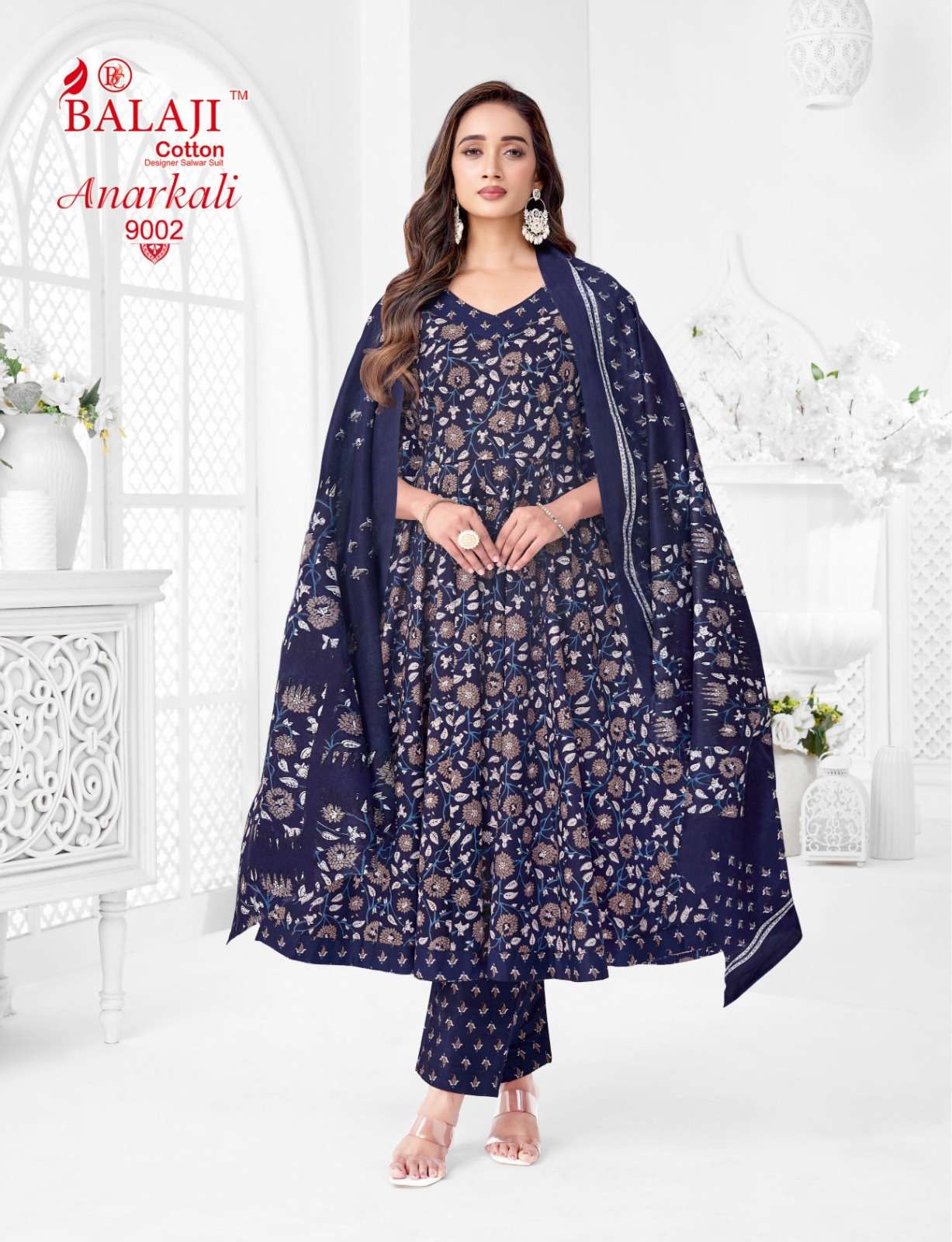 BALAJI COTTON ANARKALI VOL 9 COTTON PRINTED LADIES KURTI PANT WITH DUPATTA SET 