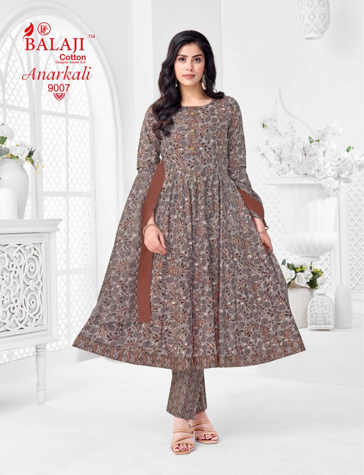 BALAJI COTTON ANARKALI VOL 9 COTTON PRINTED LADIES KURTI PANT WITH DUPATTA SET 