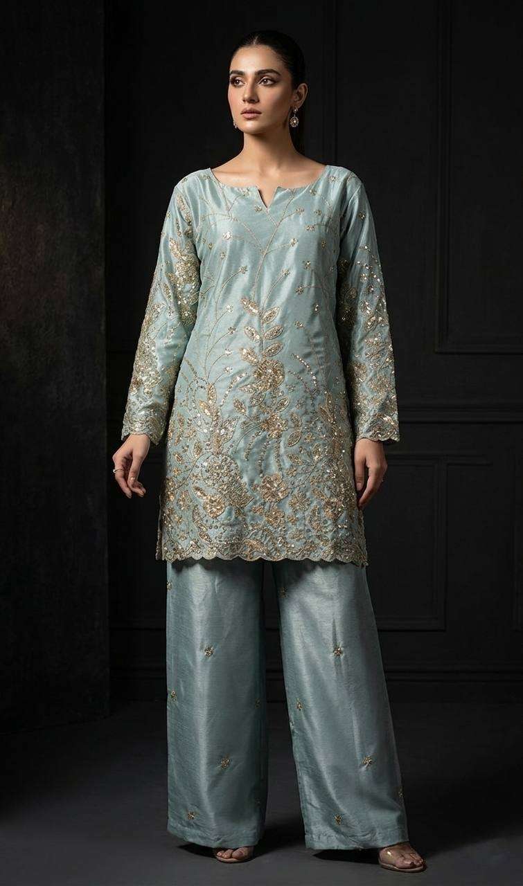 BD 1850 CHINON SILK HEAVY BEAUTIFUL DESIGNER LOOK PARTY WEAR 2PCS SET COLLECTION 
