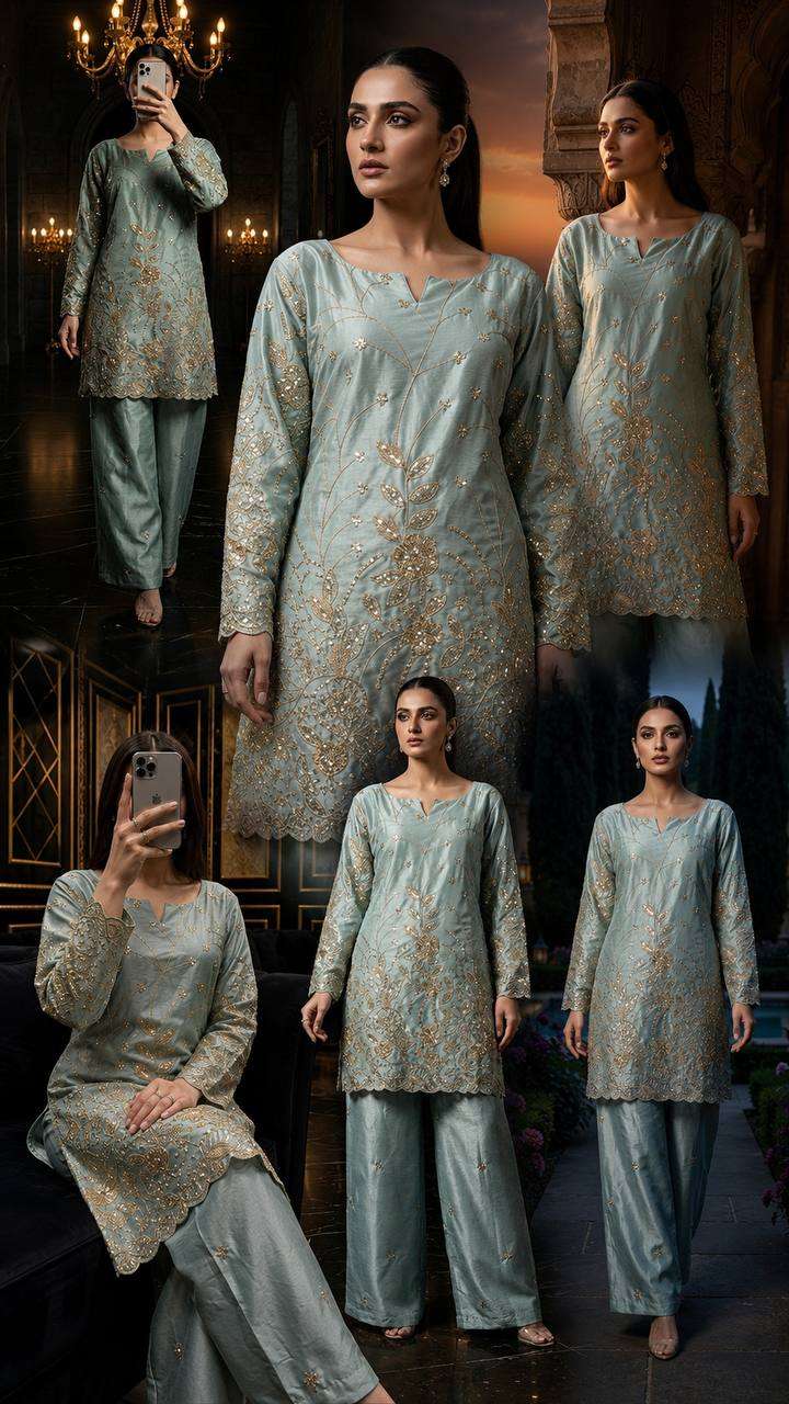 BD 1850 CHINON SILK HEAVY BEAUTIFUL DESIGNER LOOK PARTY WEAR 2PCS SET COLLECTION 