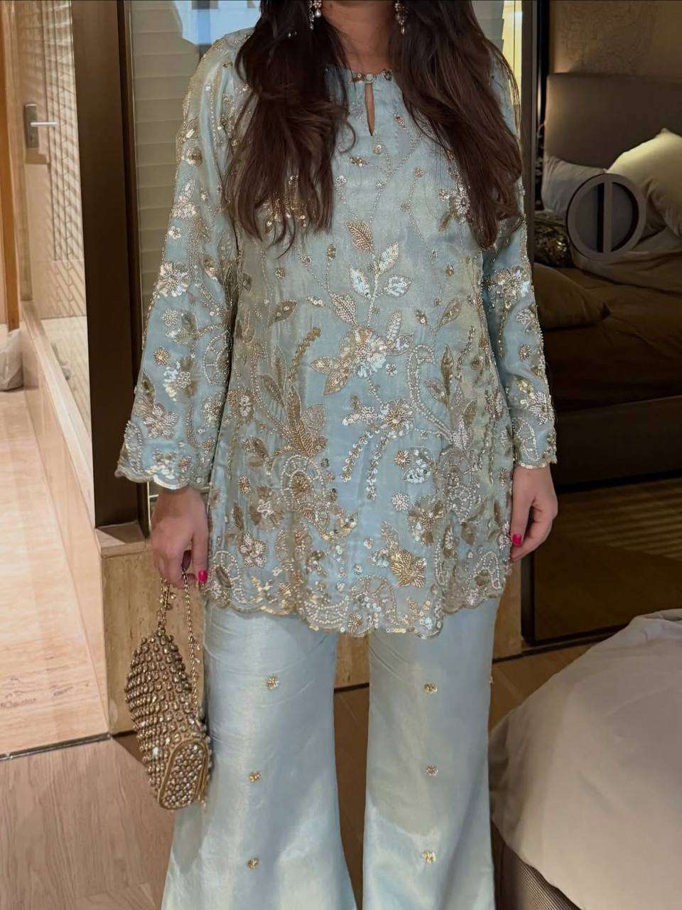 BD 1850 CHINON SILK HEAVY BEAUTIFUL DESIGNER LOOK PARTY WEAR 2PCS SET COLLECTION 