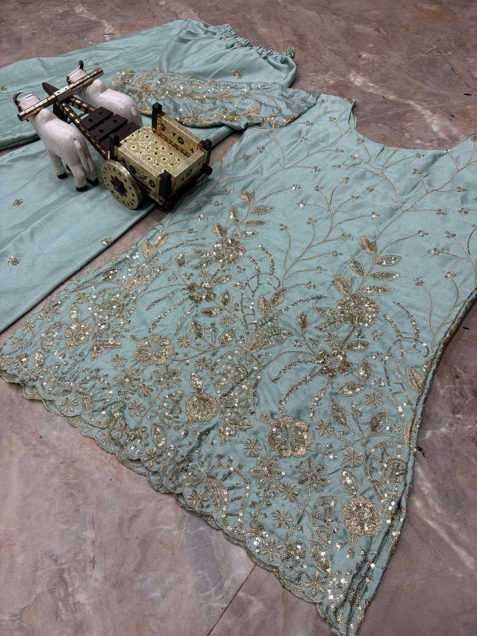 BD 1850 CHINON SILK HEAVY BEAUTIFUL DESIGNER LOOK PARTY WEAR 2PCS SET COLLECTION 