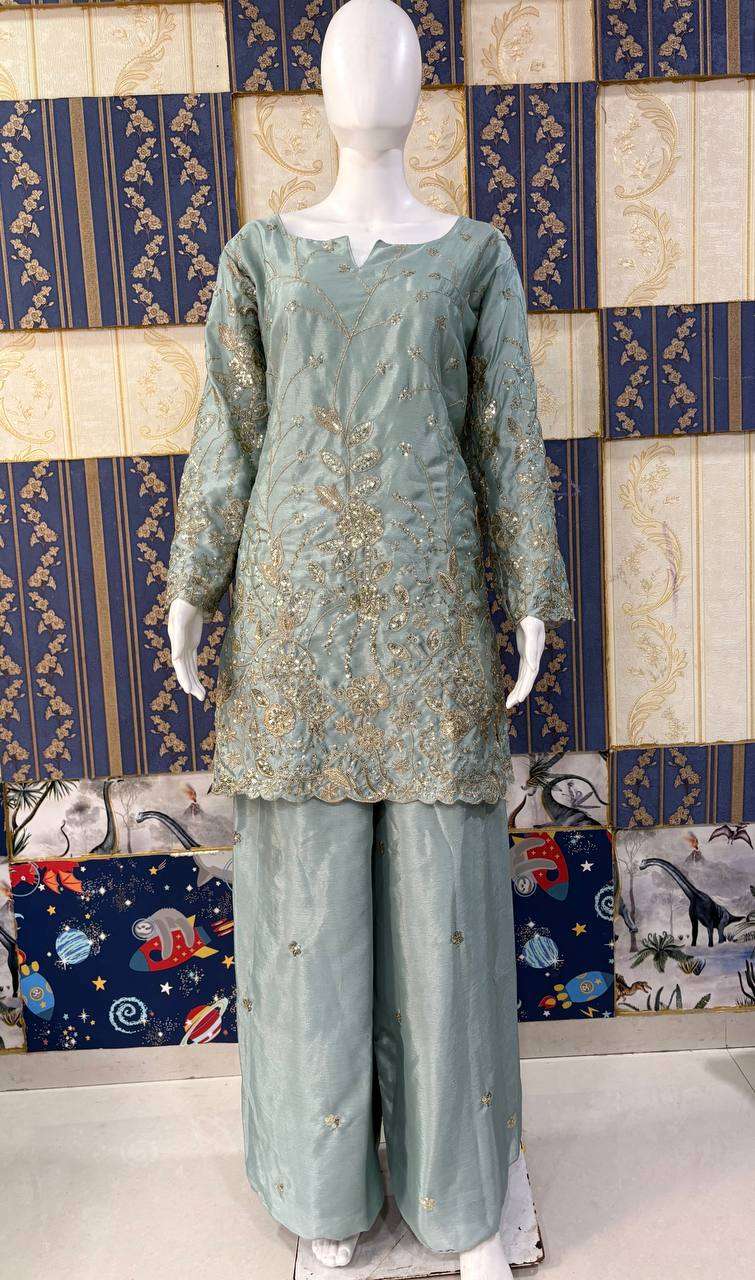 BD 1850 CHINON SILK HEAVY BEAUTIFUL DESIGNER LOOK PARTY WEAR 2PCS SET COLLECTION 