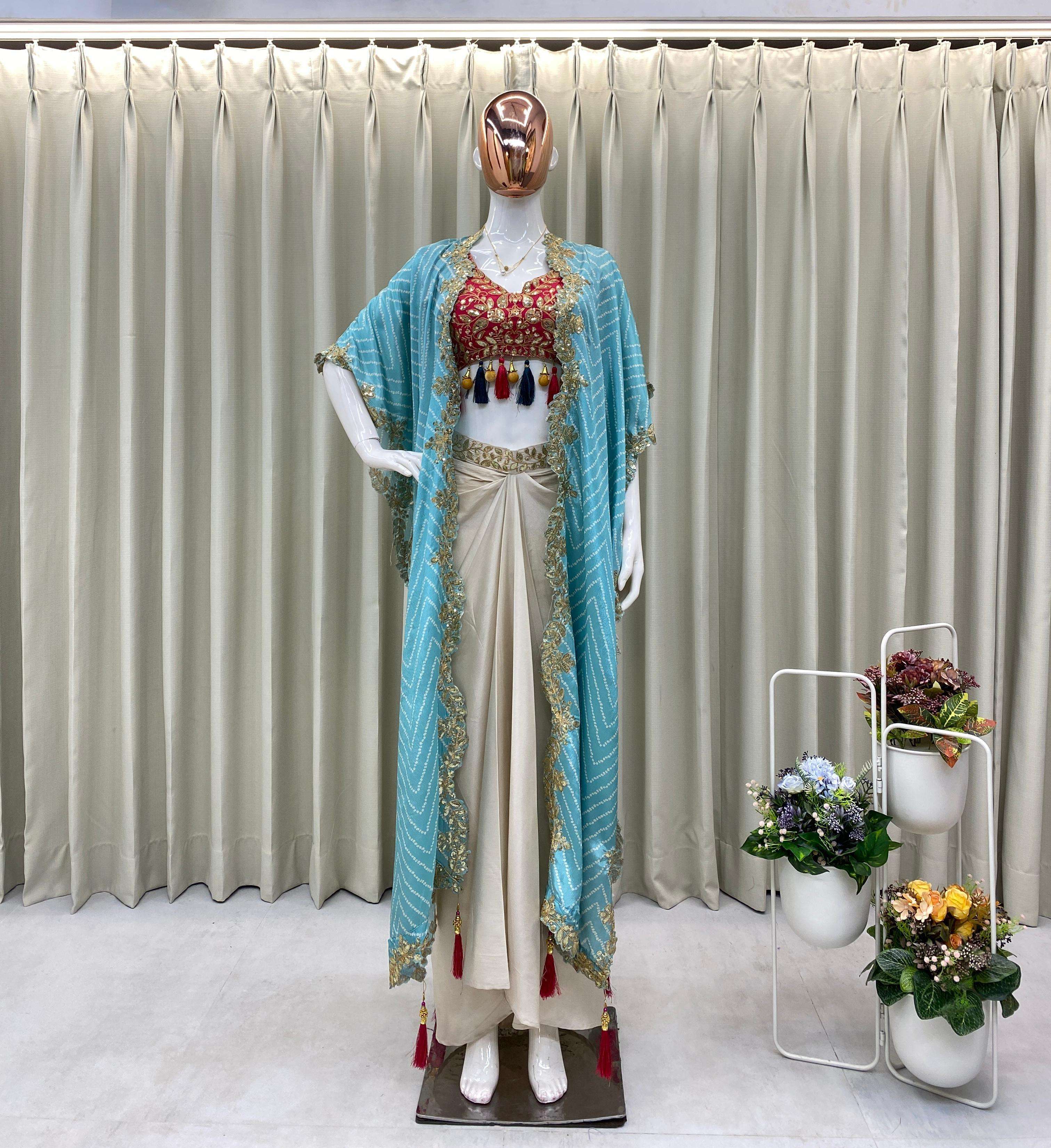 BE 308 SILK DESIGNER PARTY WEAR INDO WESTERN DRESS