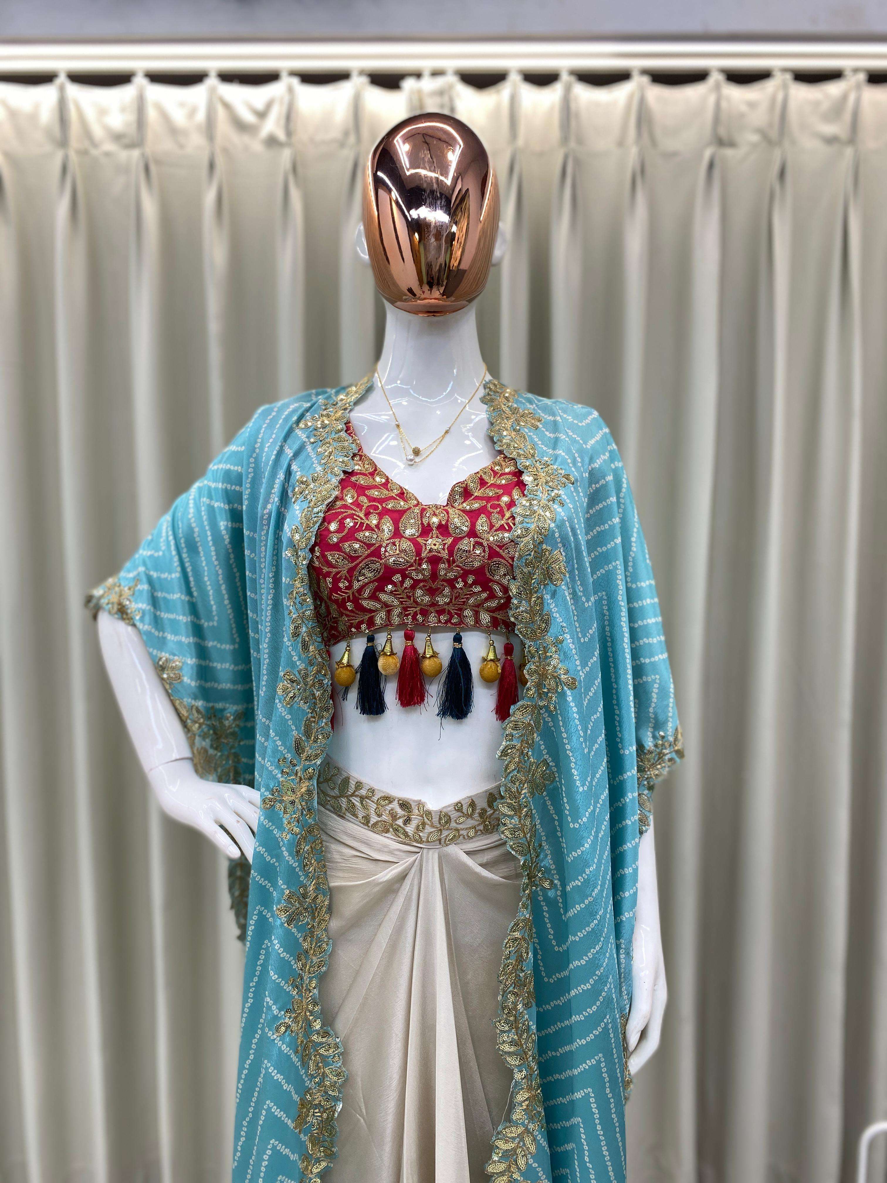 BE 308 SILK DESIGNER PARTY WEAR INDO WESTERN DRESS