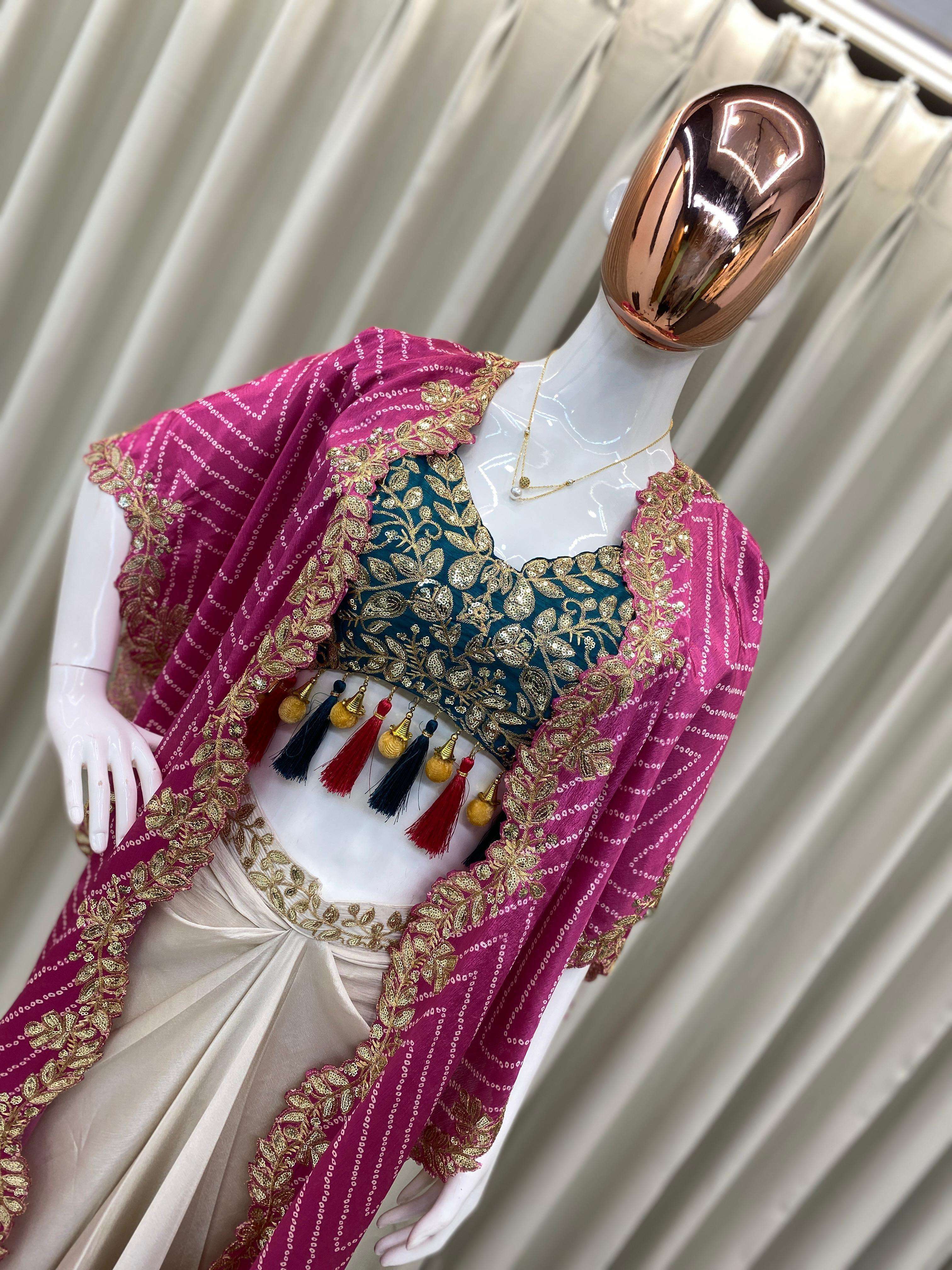 BE 308 SILK DESIGNER PARTY WEAR INDO WESTERN DRESS
