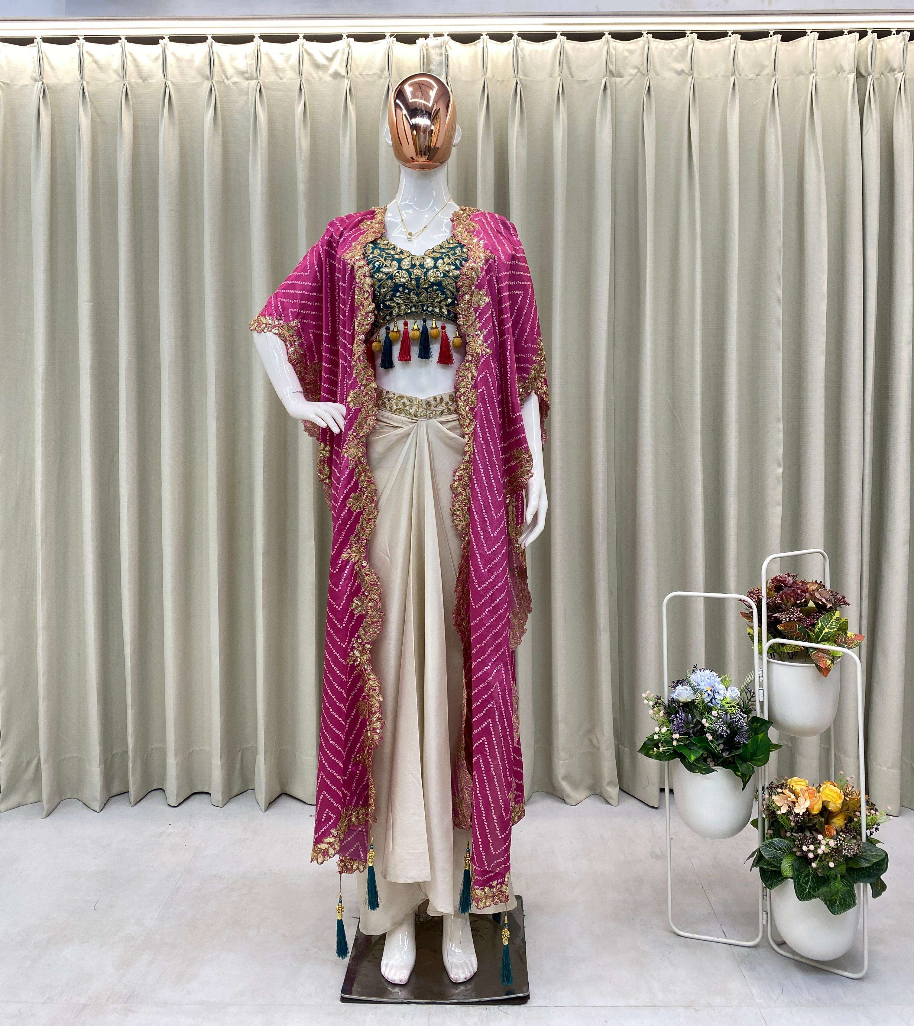 BE 308 SILK DESIGNER PARTY WEAR INDO WESTERN DRESS