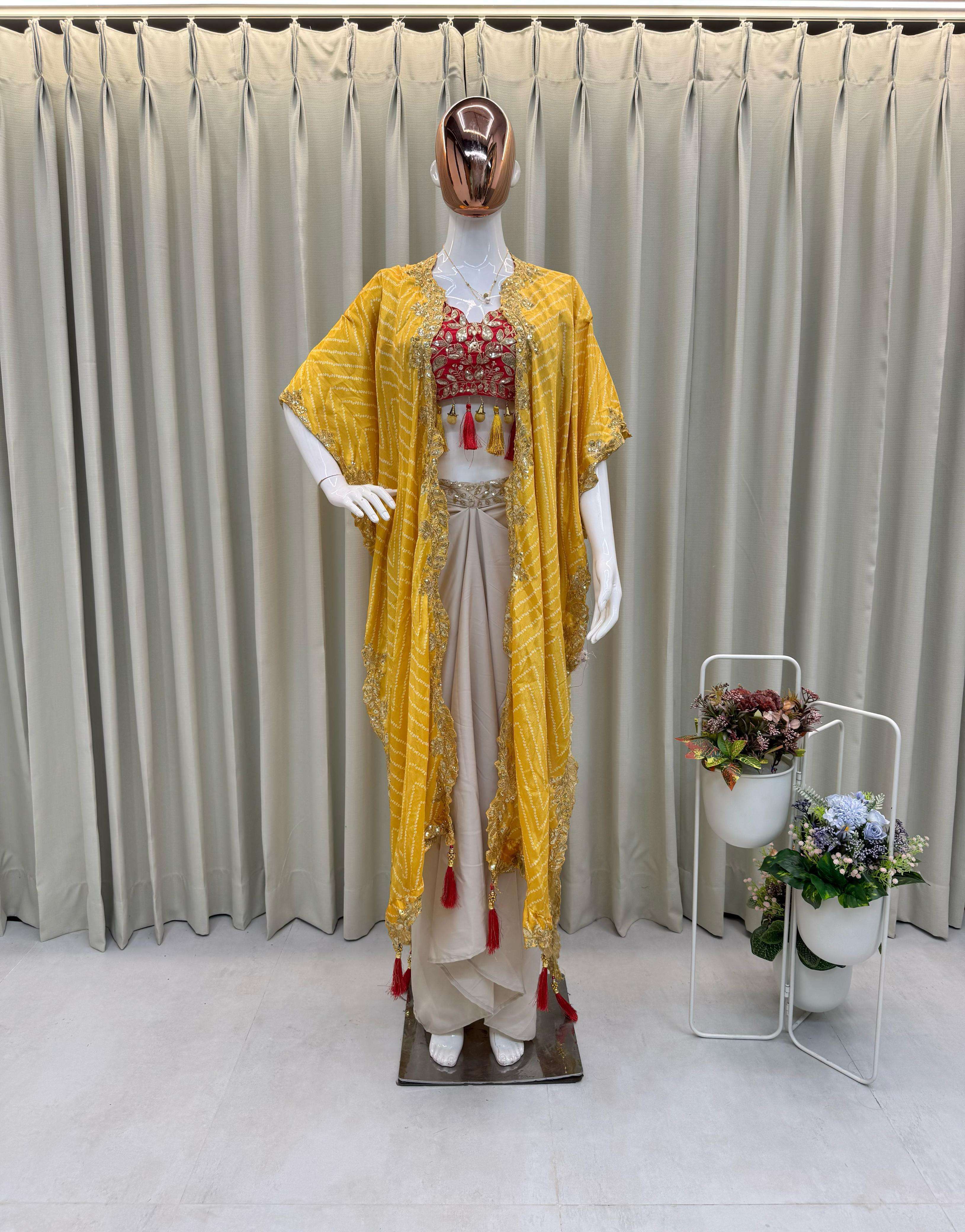 BE 308 SILK DESIGNER PARTY WEAR INDO WESTERN DRESS