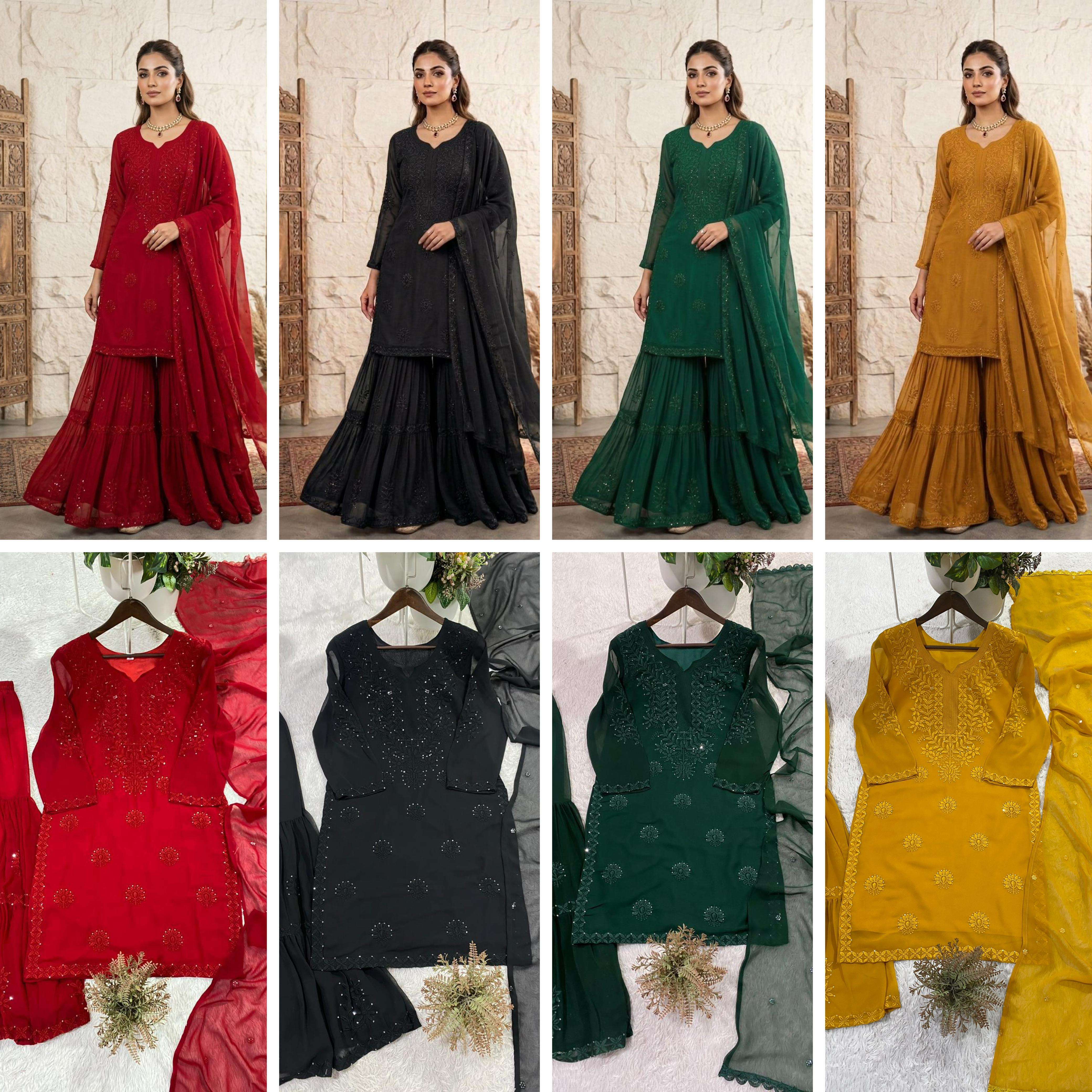 BE 456 GEORGETTE SEQUENCE EMBROIDERY DESIGNER WORK PARTY WEAR LADIES SUIT