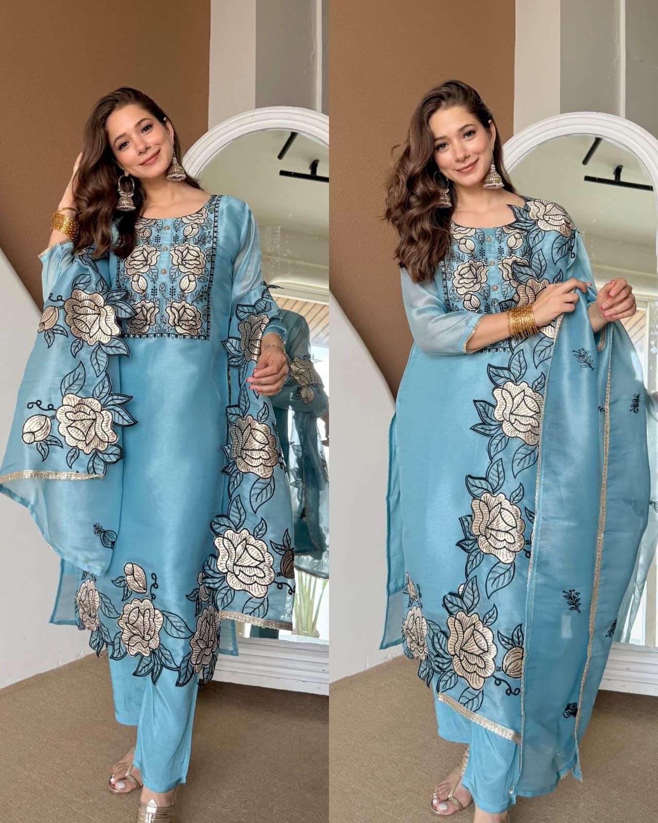 BE 464 JIMMY CHOO SILK FABRIC PREETY LOOK DESIGNER WORK LADIES SUIT