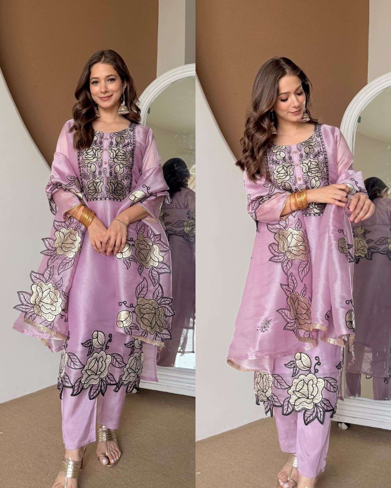 BE 464 JIMMY CHOO SILK FABRIC PREETY LOOK DESIGNER WORK LADIES SUIT