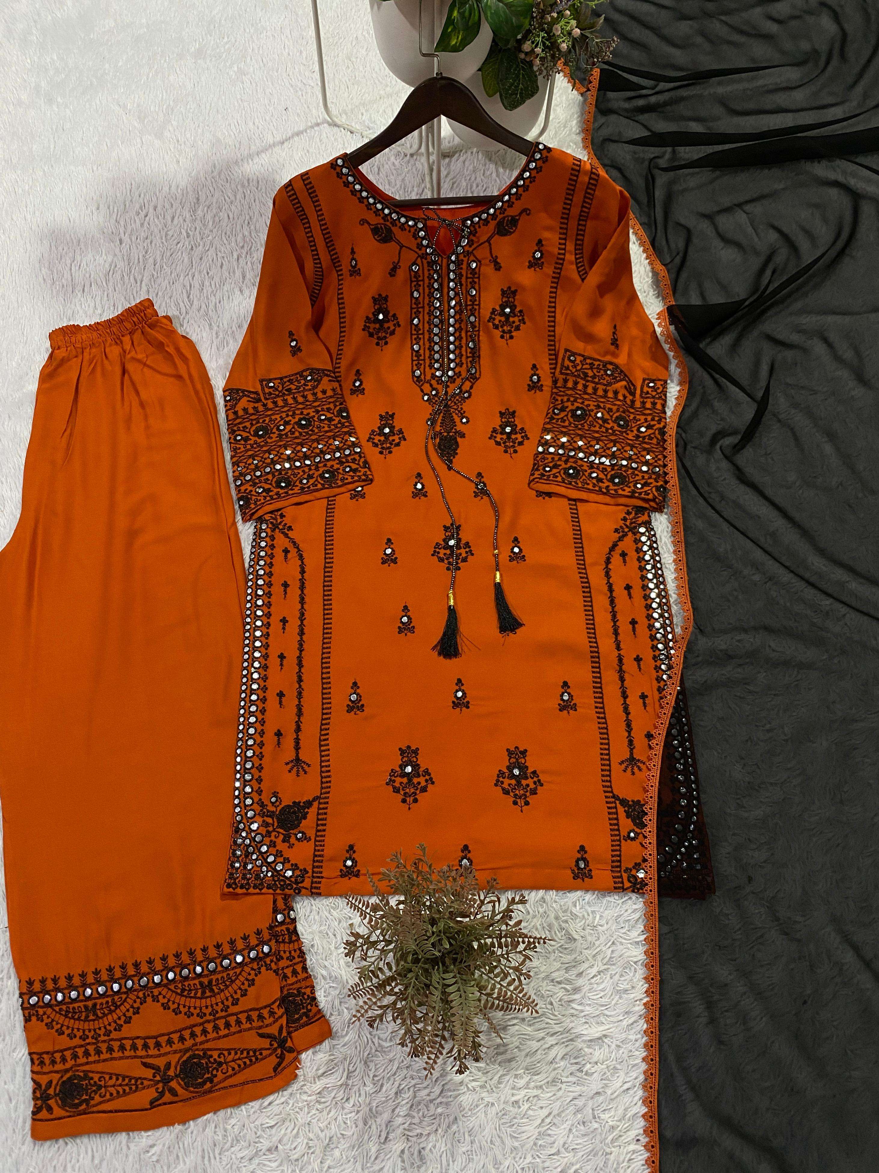 BE 465 RAYON EMBROIDERY DESIGNER WORK PARTY WEAR LADIES SUIT