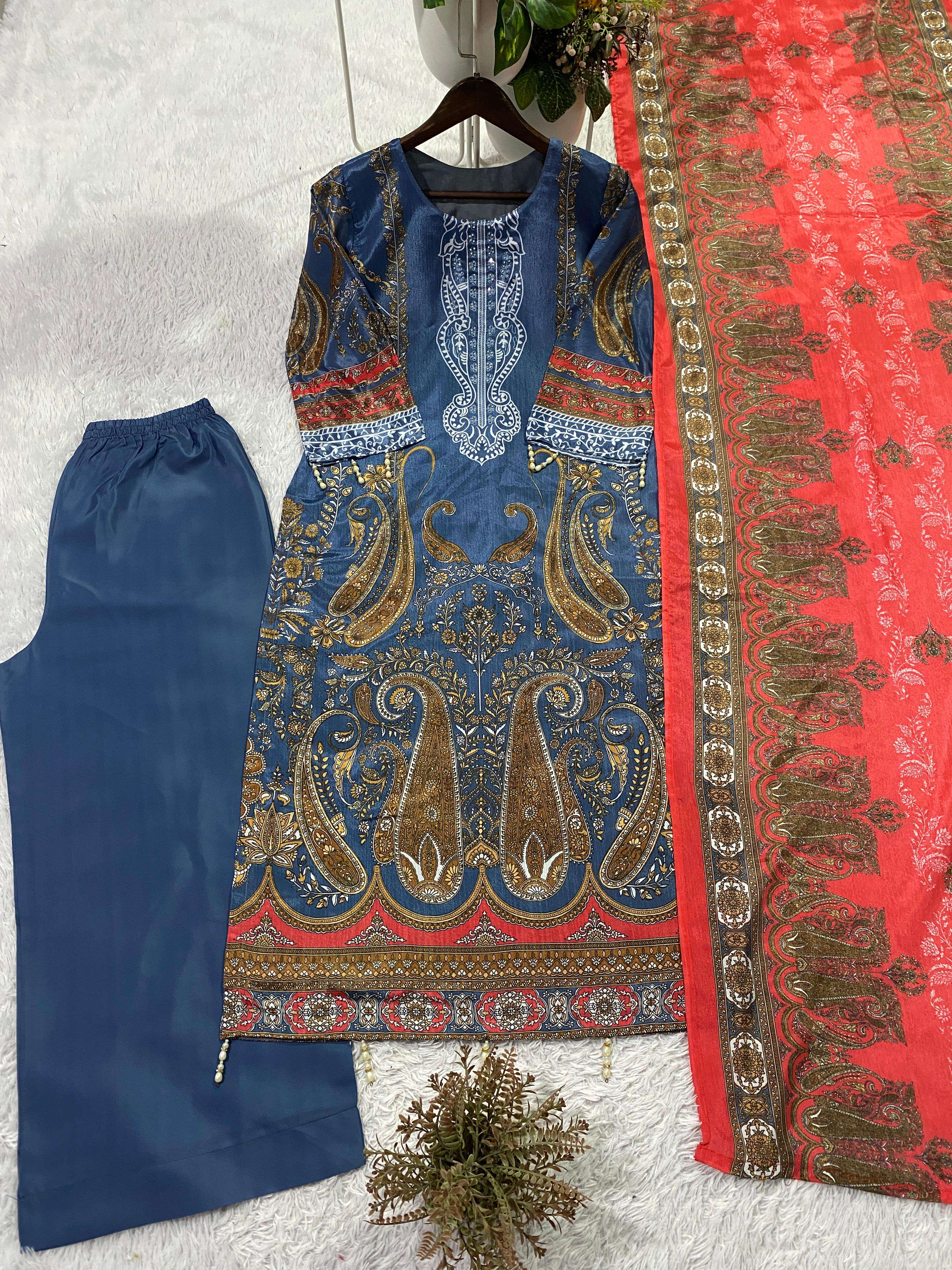 BE 467 CHINON PRINTED DESIGNER WORK PAKISTANI STYLE LADIES SUIT
