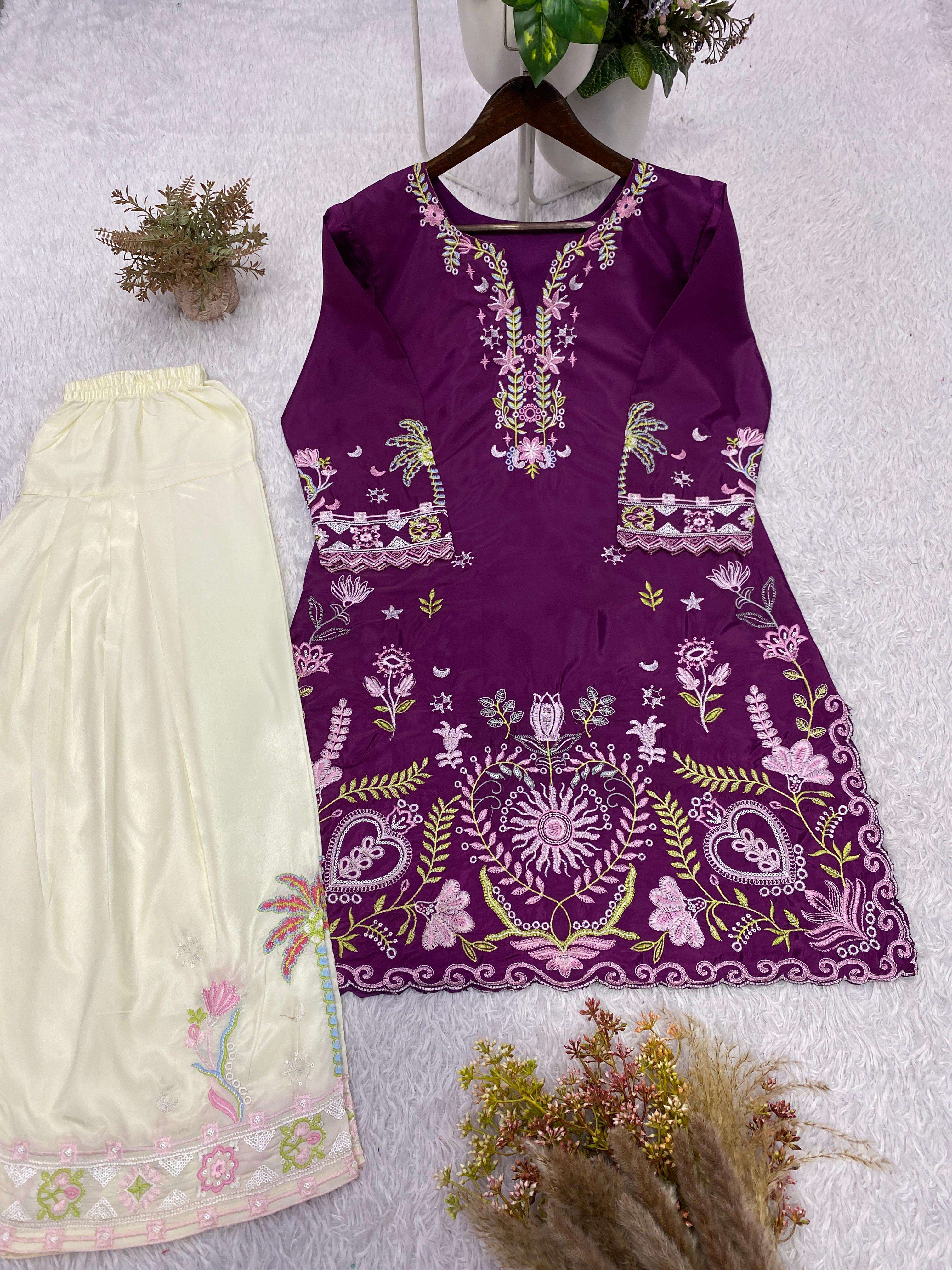 BE 470 CREPE SILK DESIGNER EMBROIDERED CO-ORD SET