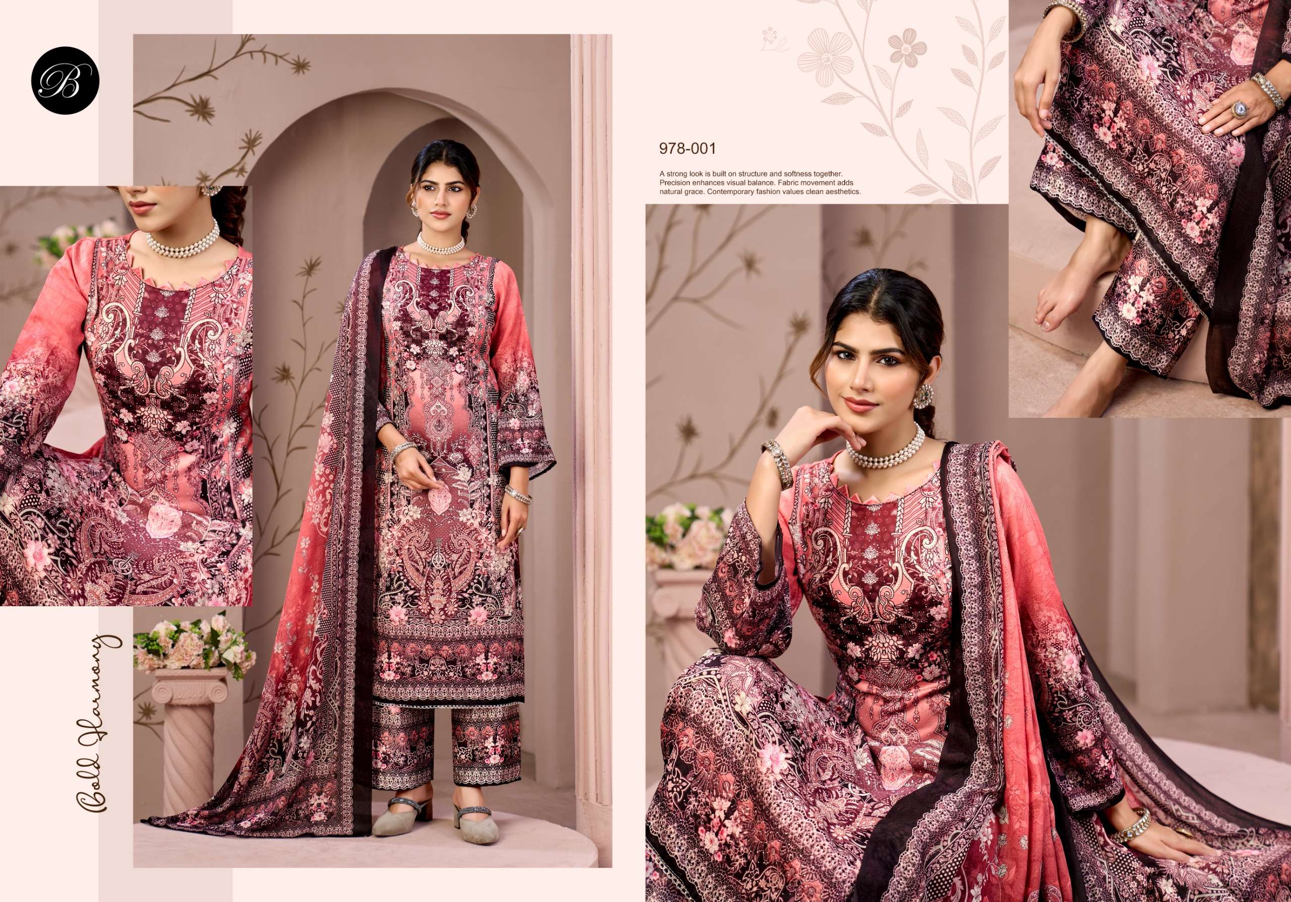 BELLIZA DESIGNER STUDIO MOONLIGHT JAM COTTON PRINT WITH FANCY WORKS SUIT
