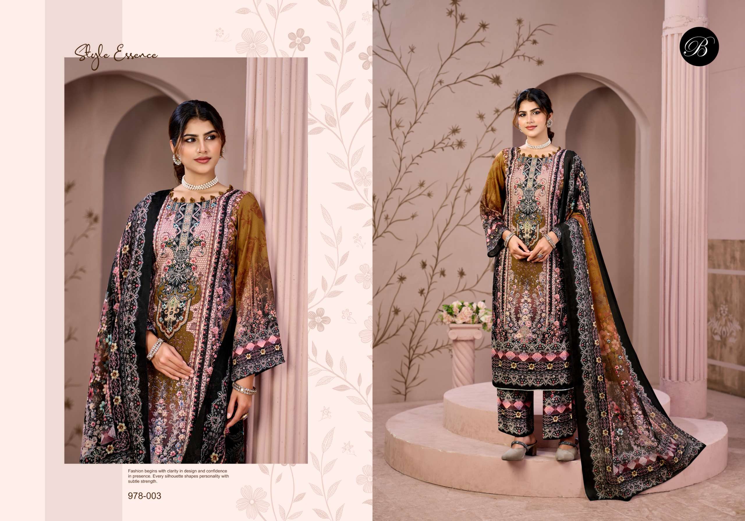 BELLIZA DESIGNER STUDIO MOONLIGHT JAM COTTON PRINT WITH FANCY WORKS SUIT