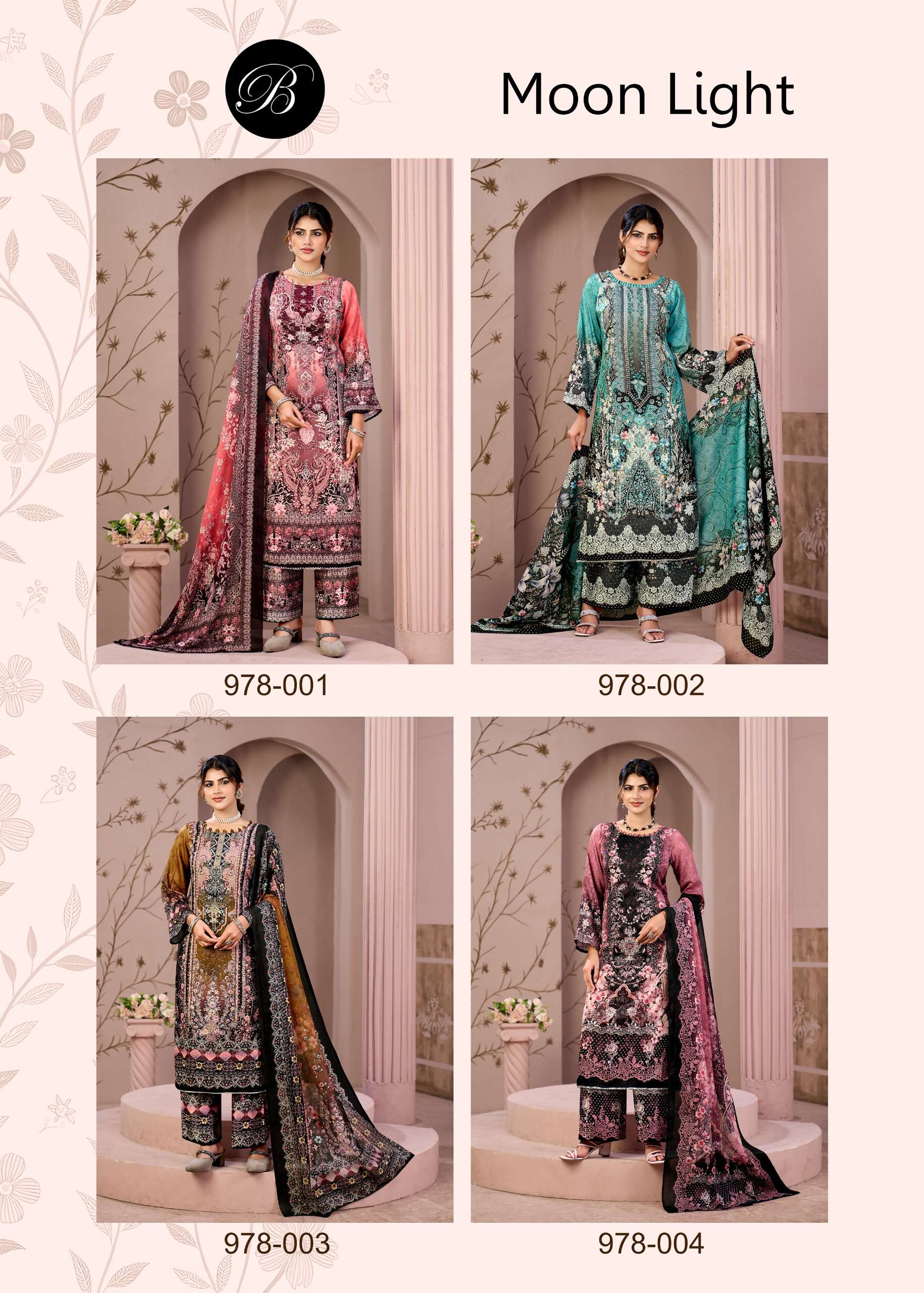 BELLIZA DESIGNER STUDIO MOONLIGHT JAM COTTON PRINT WITH FANCY WORKS SUIT
